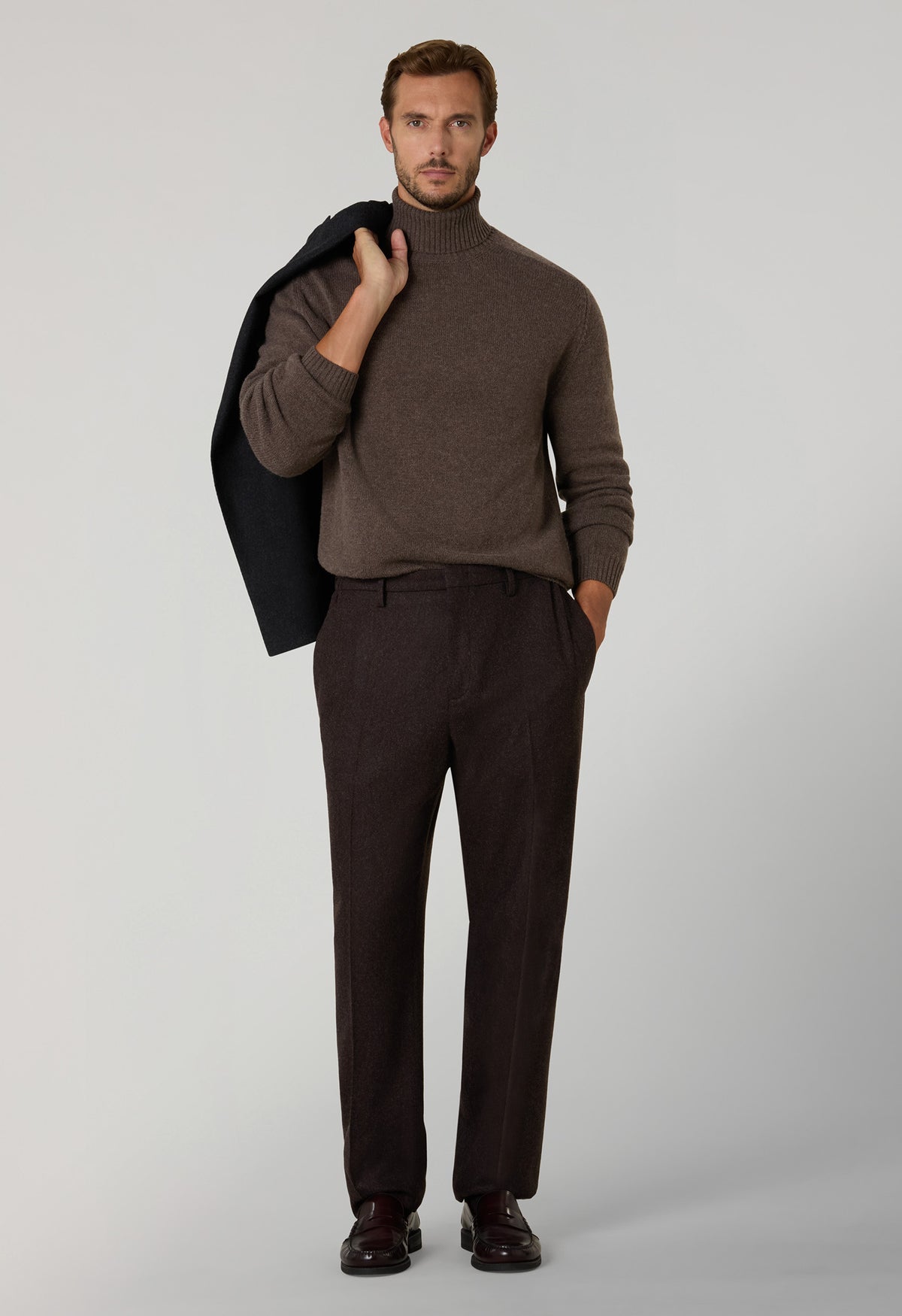 Brown Wool Cashmere Turtleneck