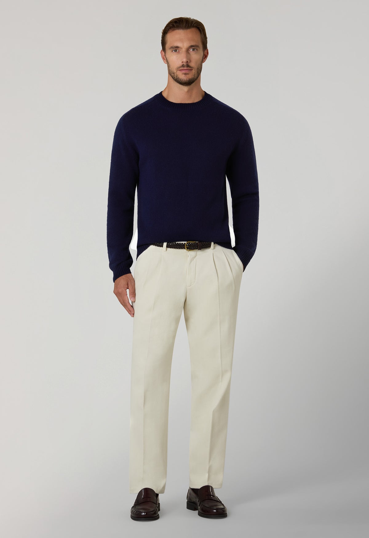 Blue Wool Cashmere Crewneck