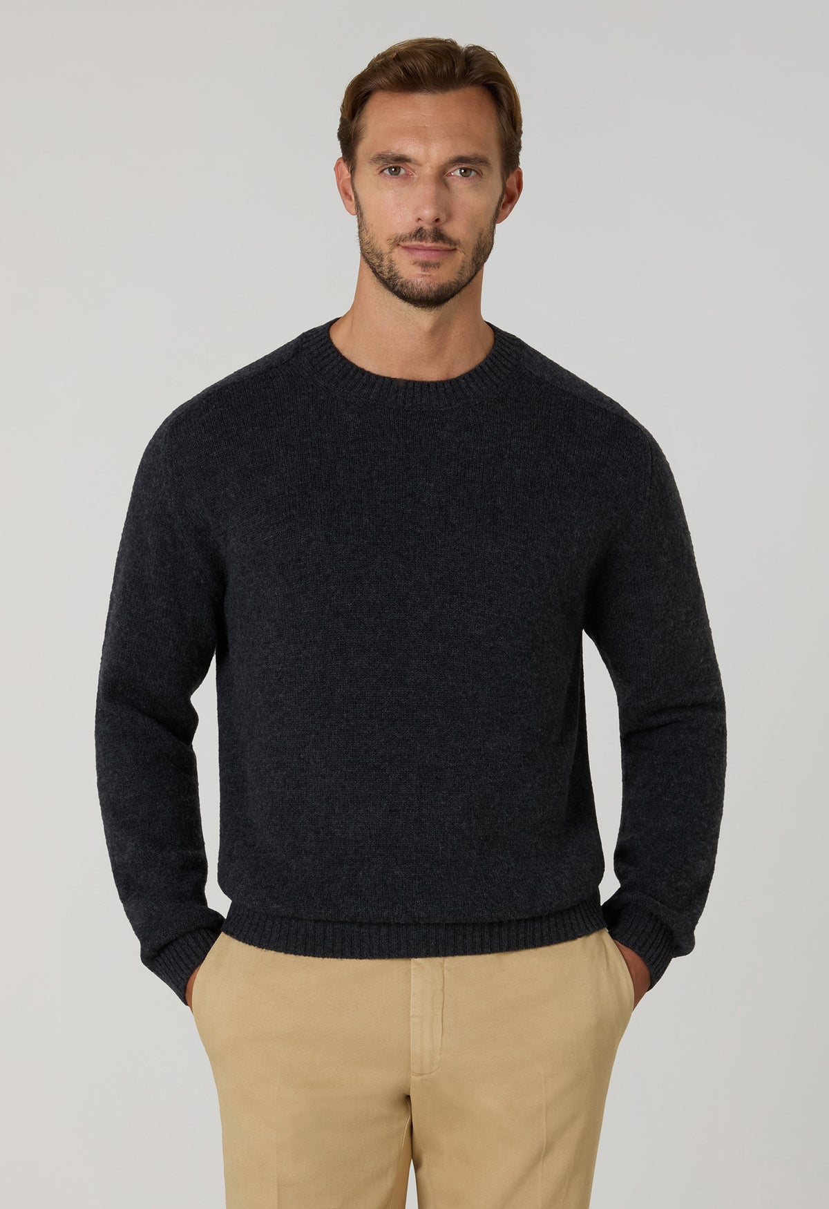 Dark Grey Wool Cashmere Crewneck