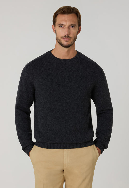 Dark Grey Wool Cashmere Crewneck