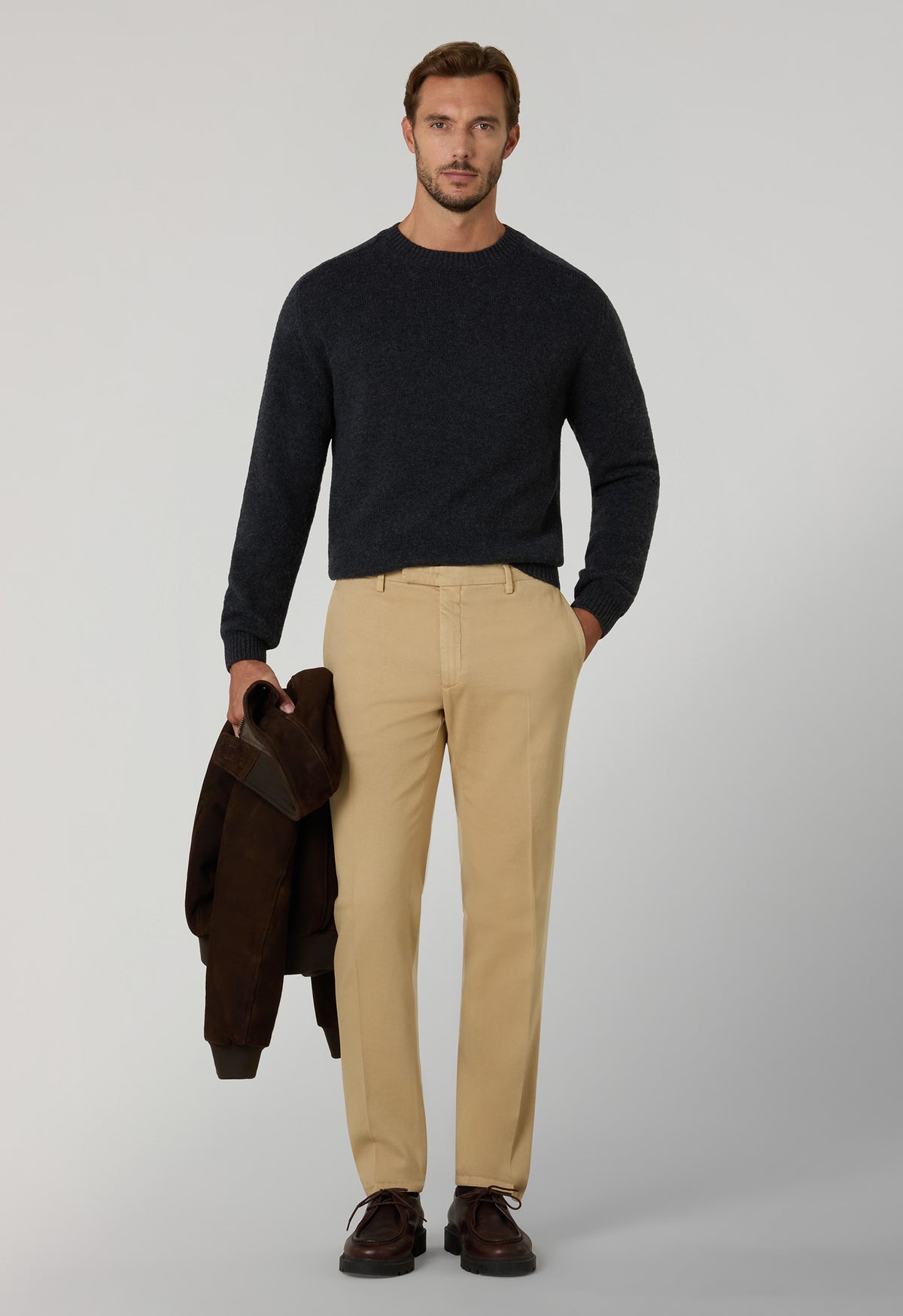 Dark Grey Wool Cashmere Crewneck