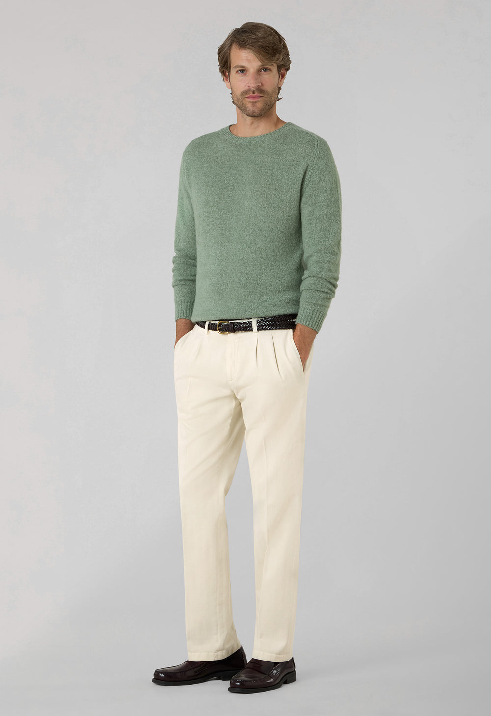 Girocollo in cashmere Mouliné verde