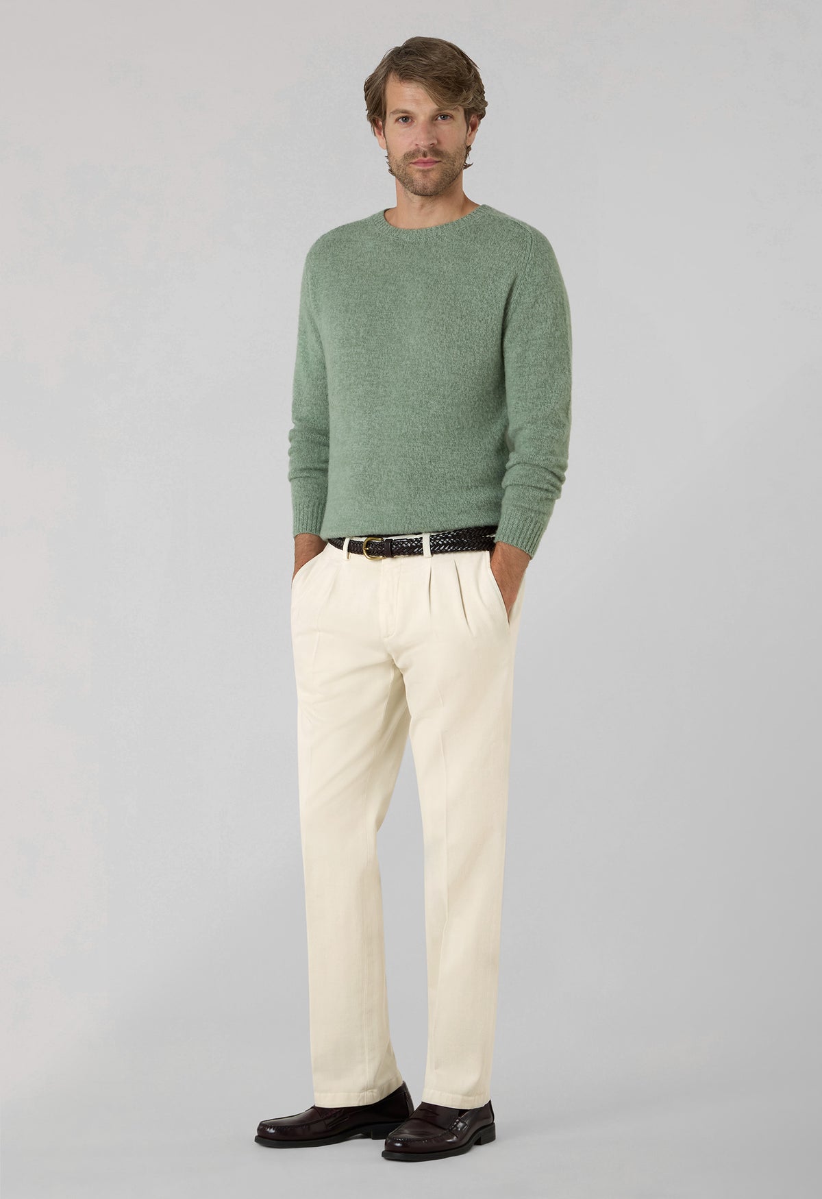 Girocollo in cashmere Mouliné verde
