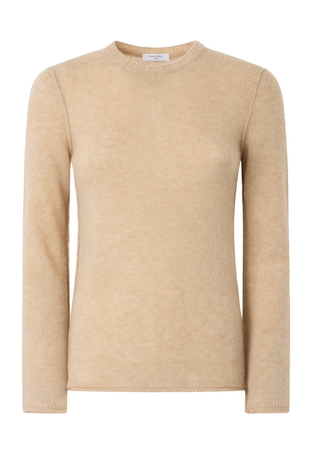 Beige Brushed Wool Cashmere Crewneck