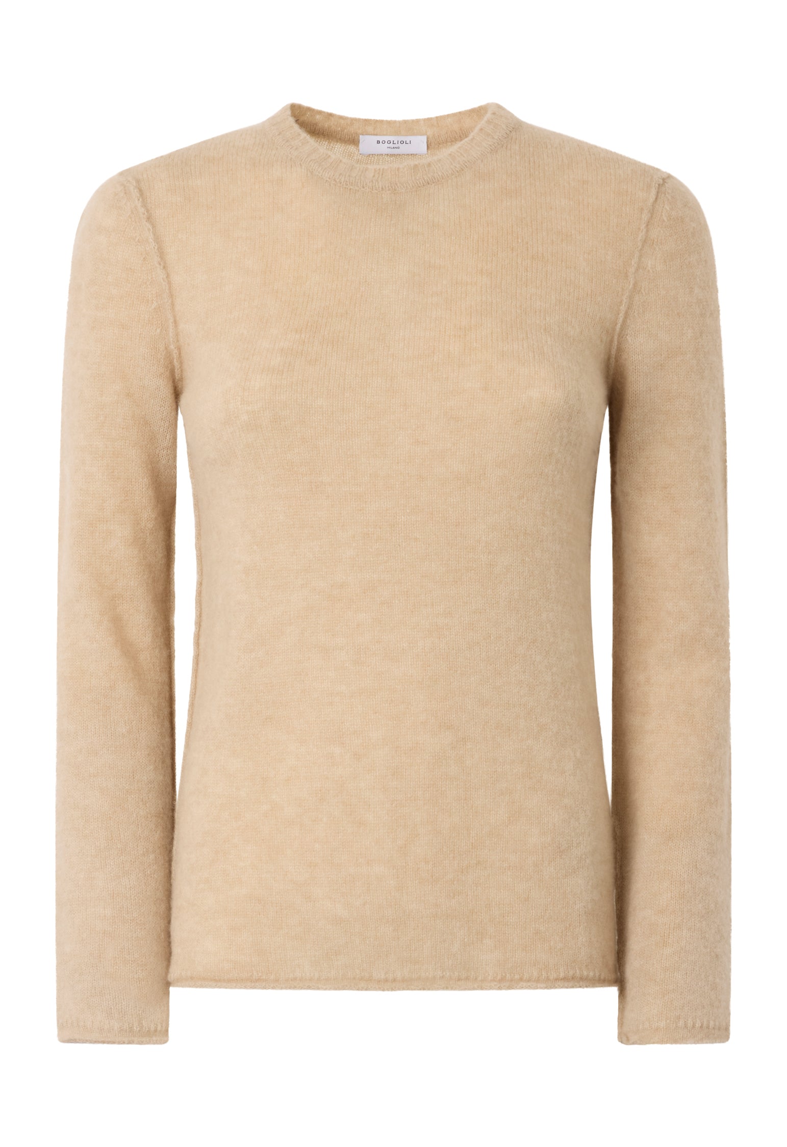 Beige Brushed Wool Cashmere Crewneck