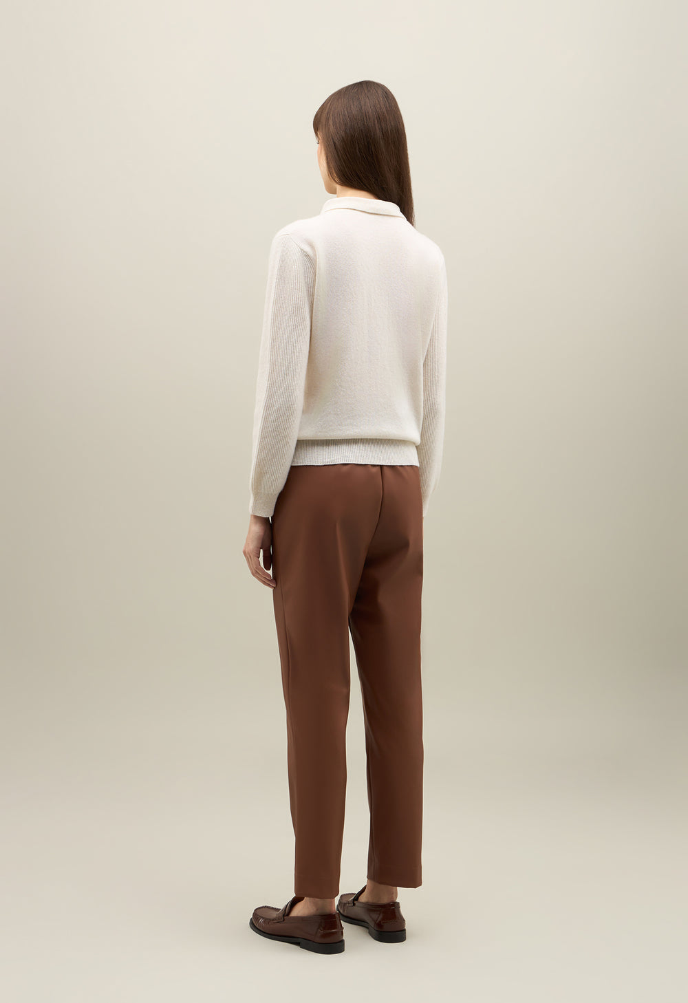 White Ribbed Cashmere Polo