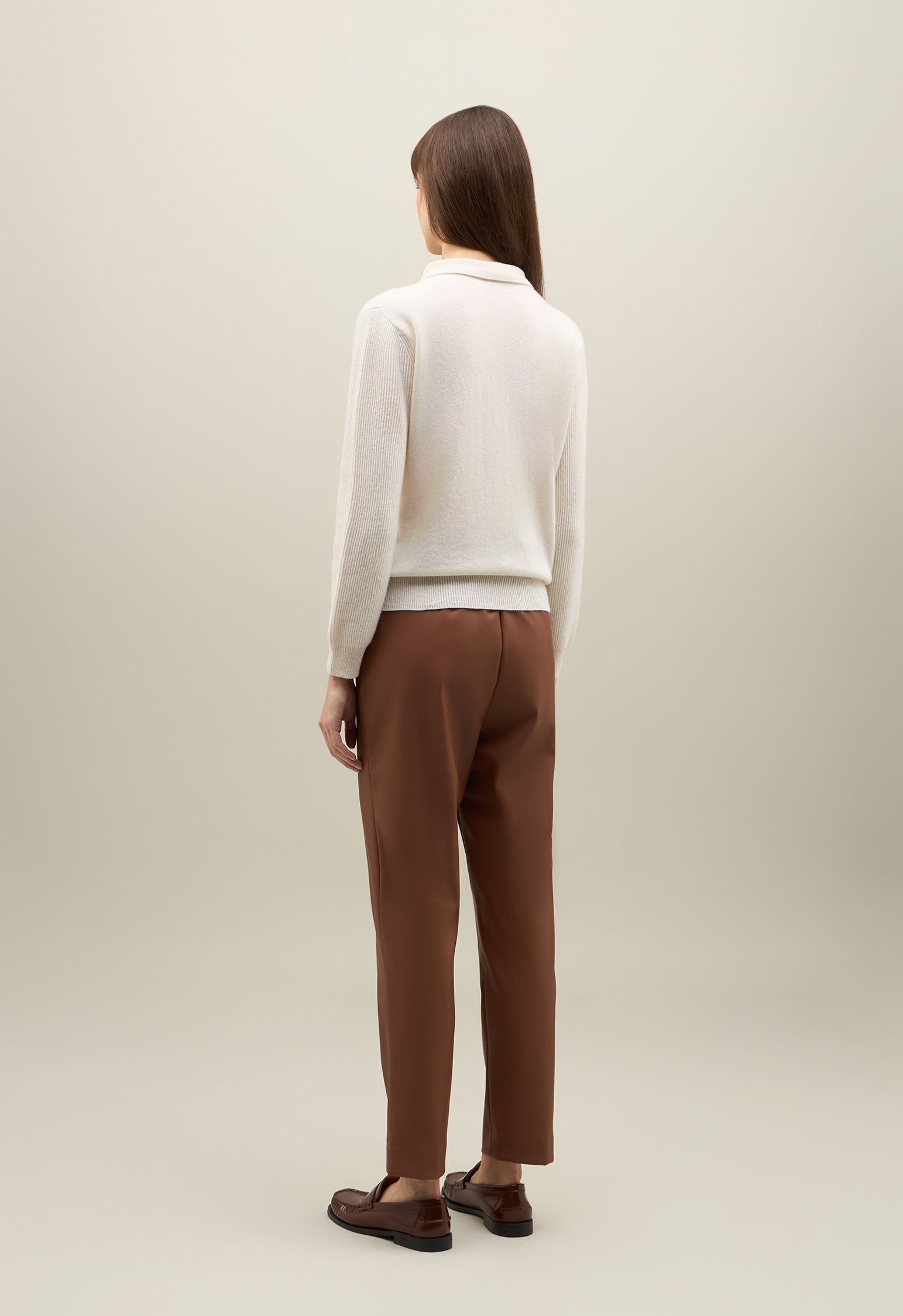 White Ribbed Cashmere Polo