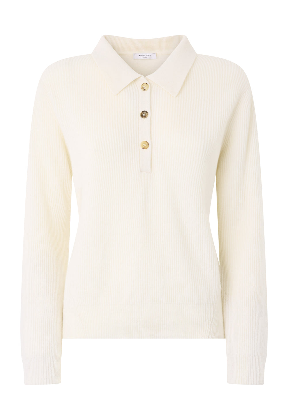 White Ribbed Cashmere Polo