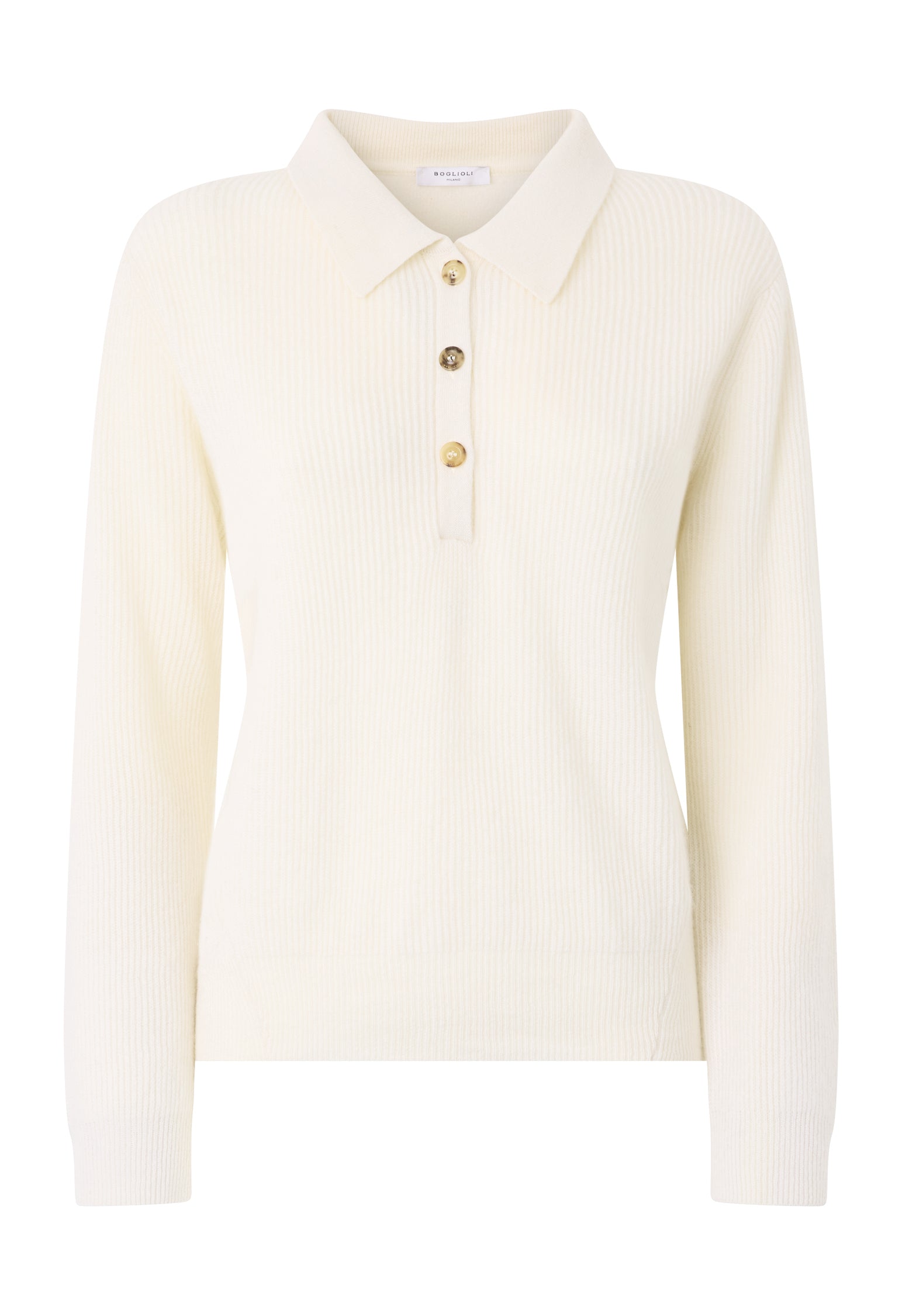 White Ribbed Cashmere Polo