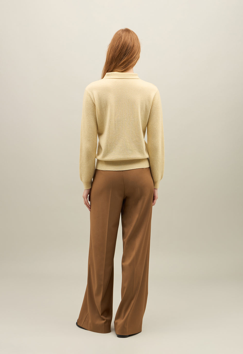 Yellow Ribbed Cashmere Polo