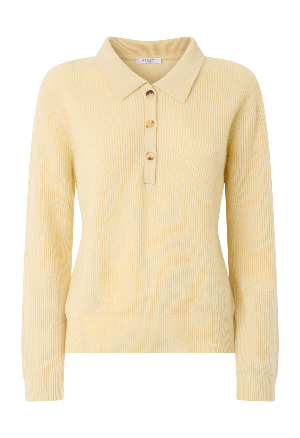 Yellow Ribbed Cashmere Polo
