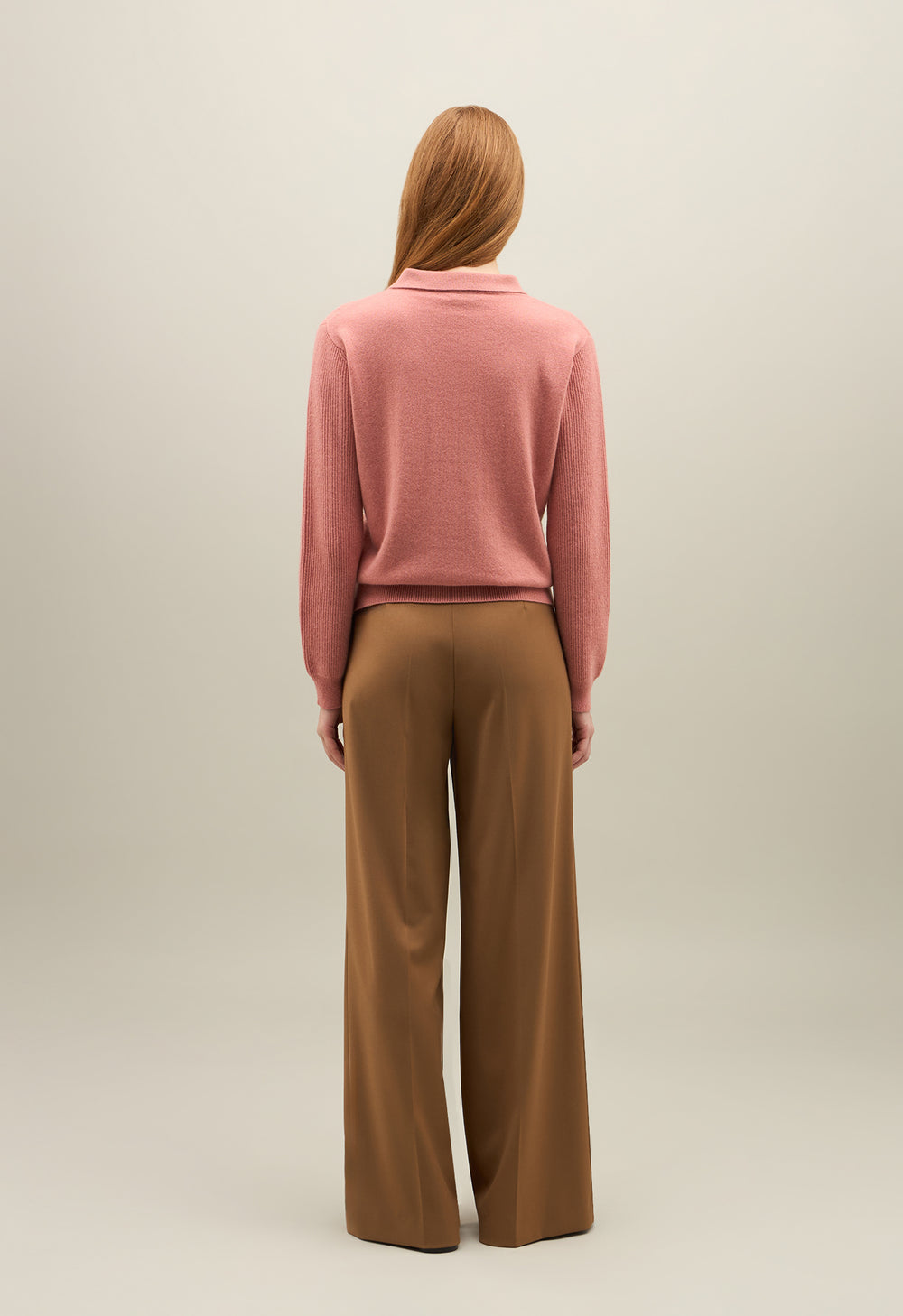 Pink Ribbed Cashmere Polo