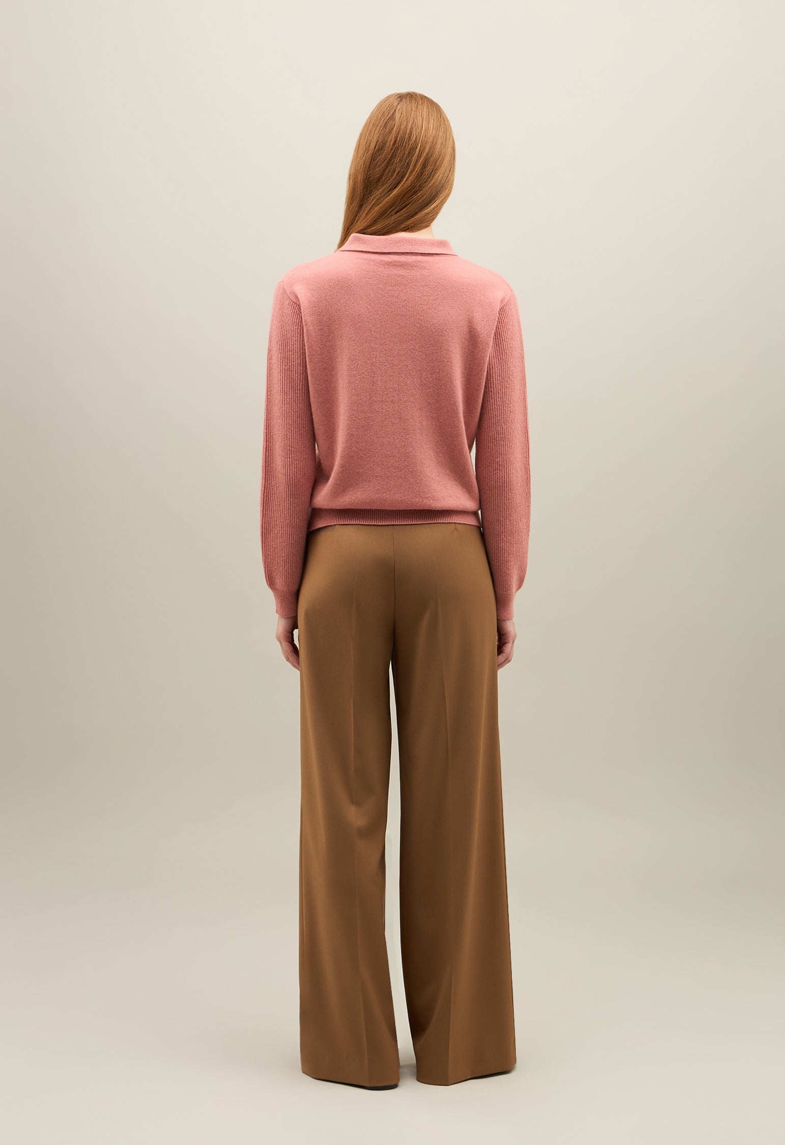 Pink Ribbed Cashmere Polo