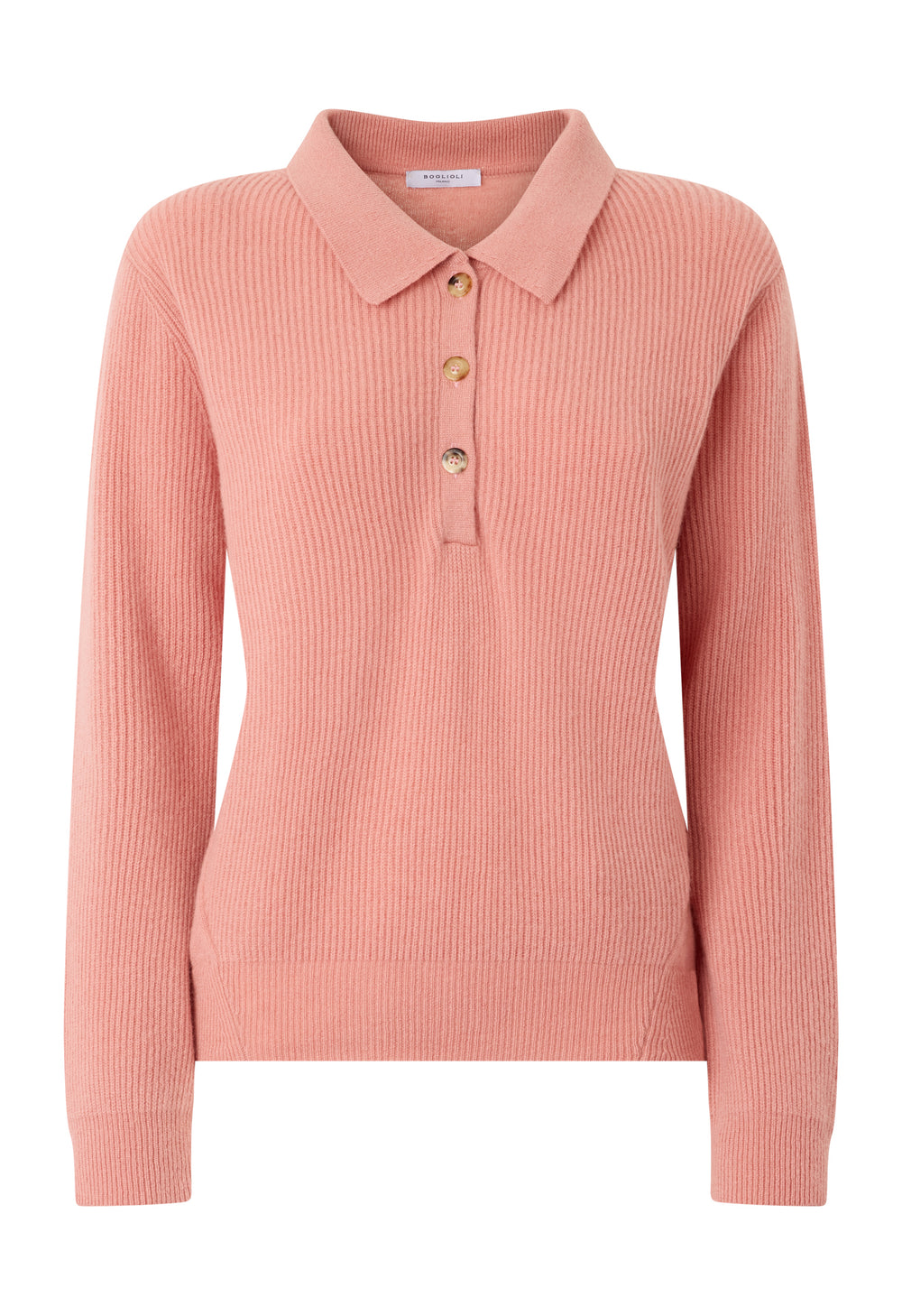 Pink Ribbed Cashmere Polo