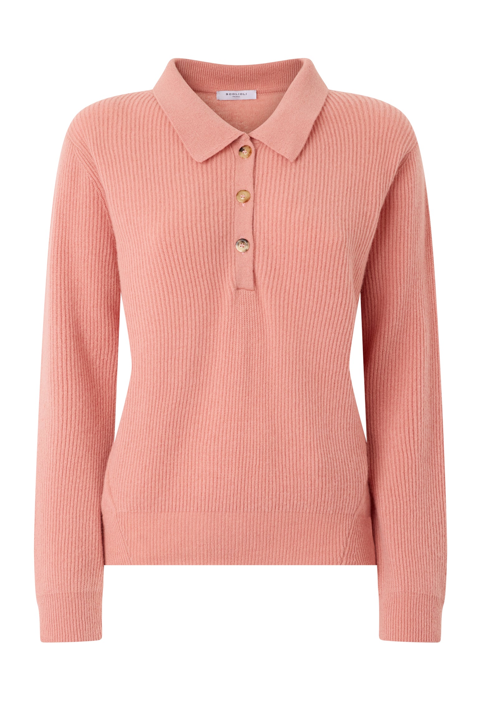 Pink Ribbed Cashmere Polo