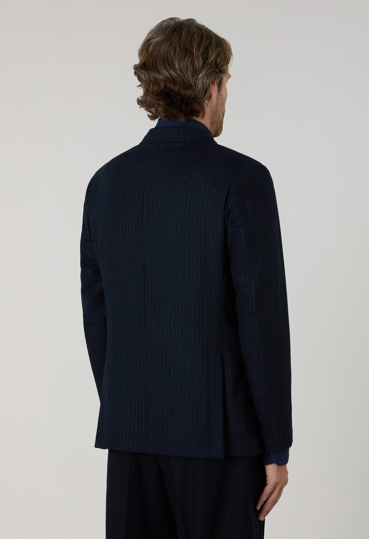 Blue blended Wool Pinstripe Easy Jacket