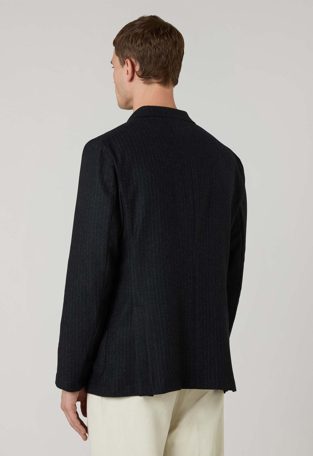 Dark Grey blended Wool Pinstripe Easy Jacket