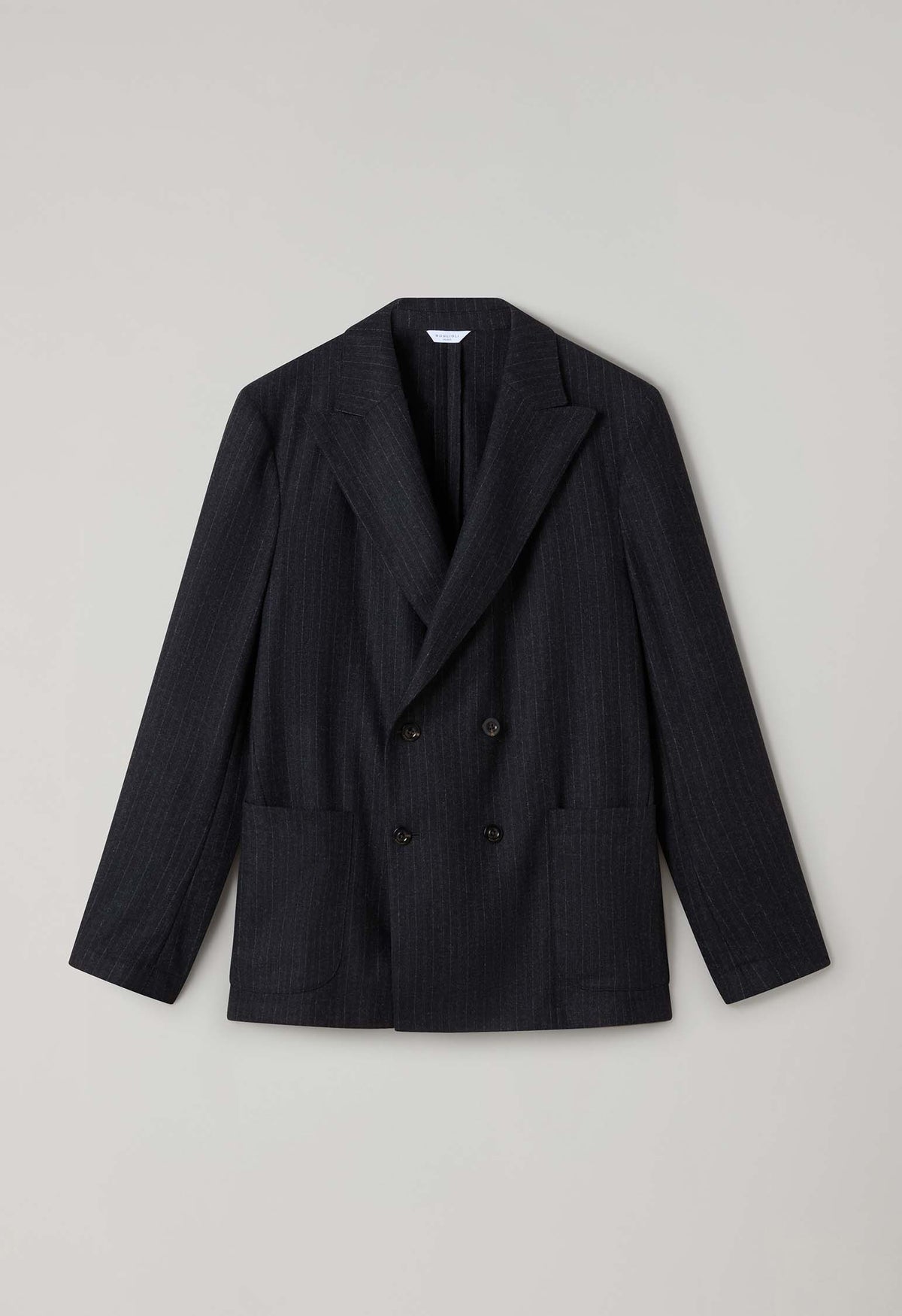 Dark Grey blended Wool Pinstripe Easy Jacket