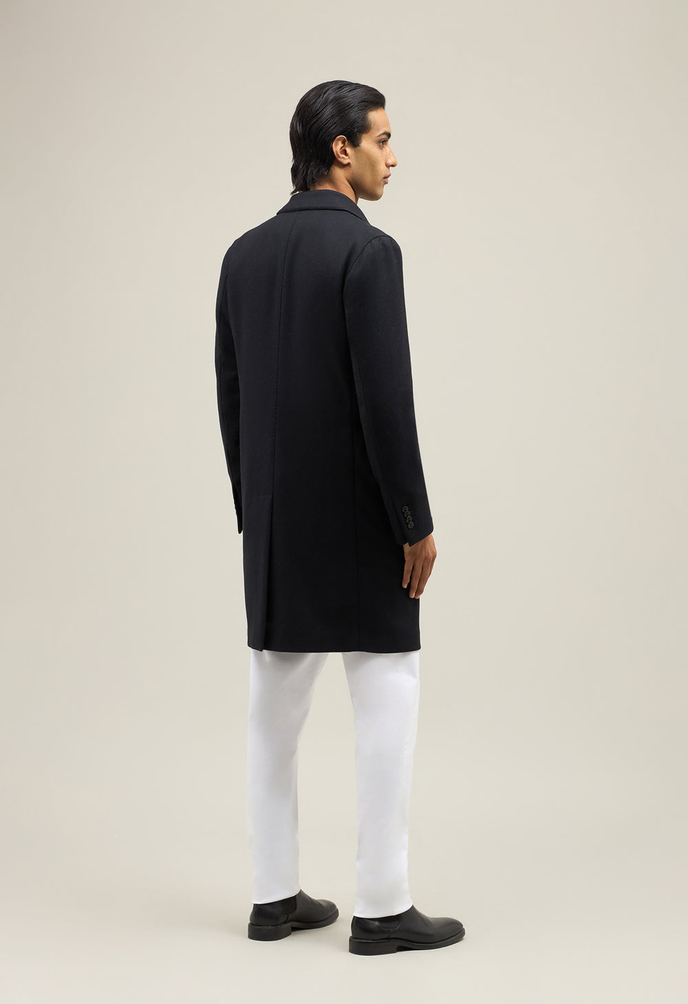 Blue Blended Wool herringbone K-Coat