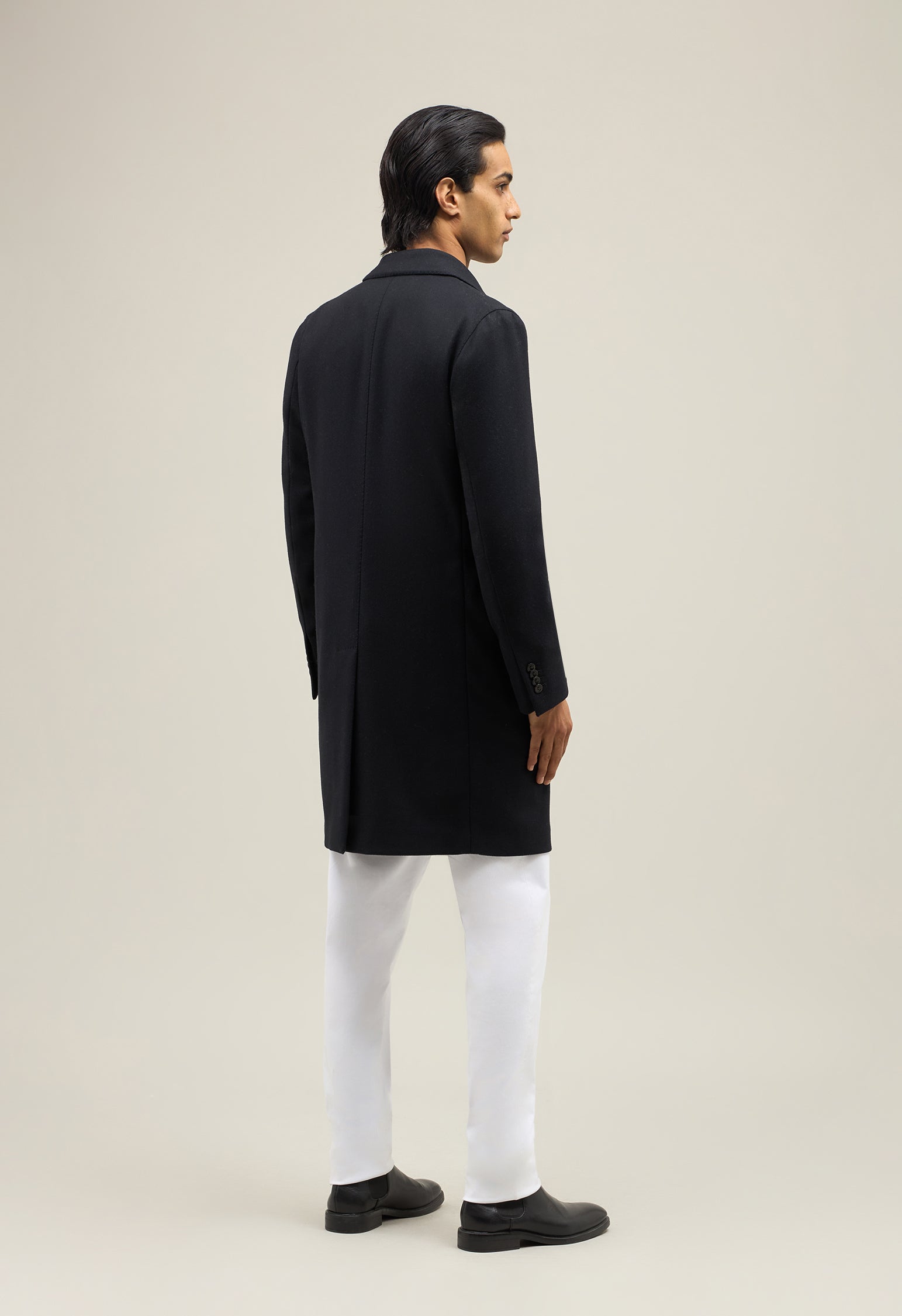 Blue Blended Wool herringbone K-Coat