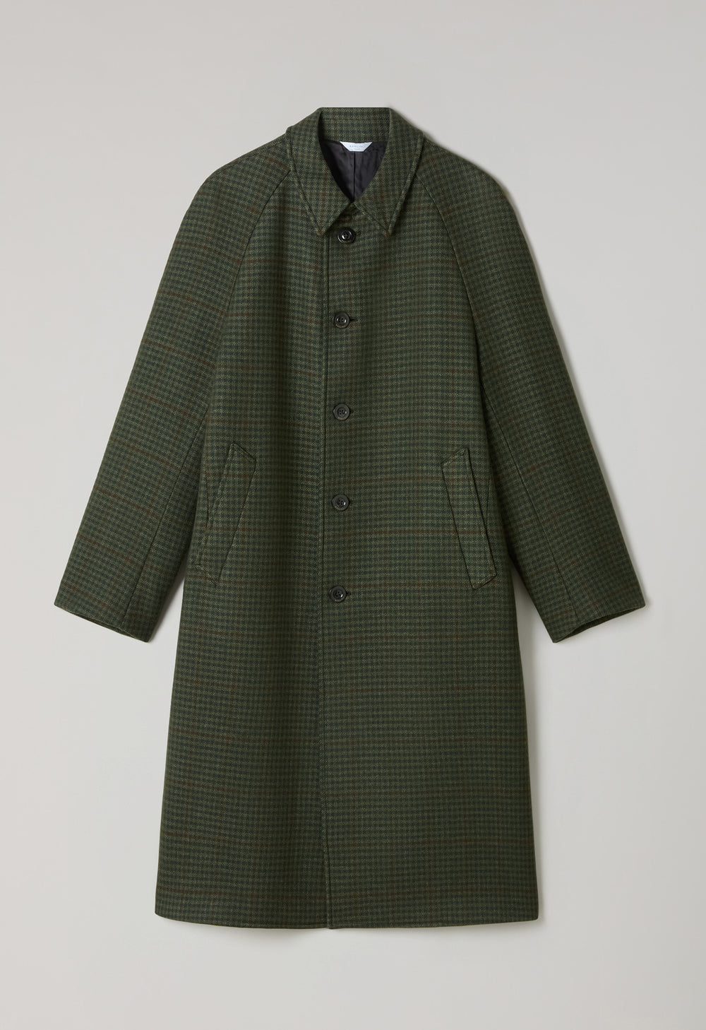 Green Wool Vichy Raglan Coat
