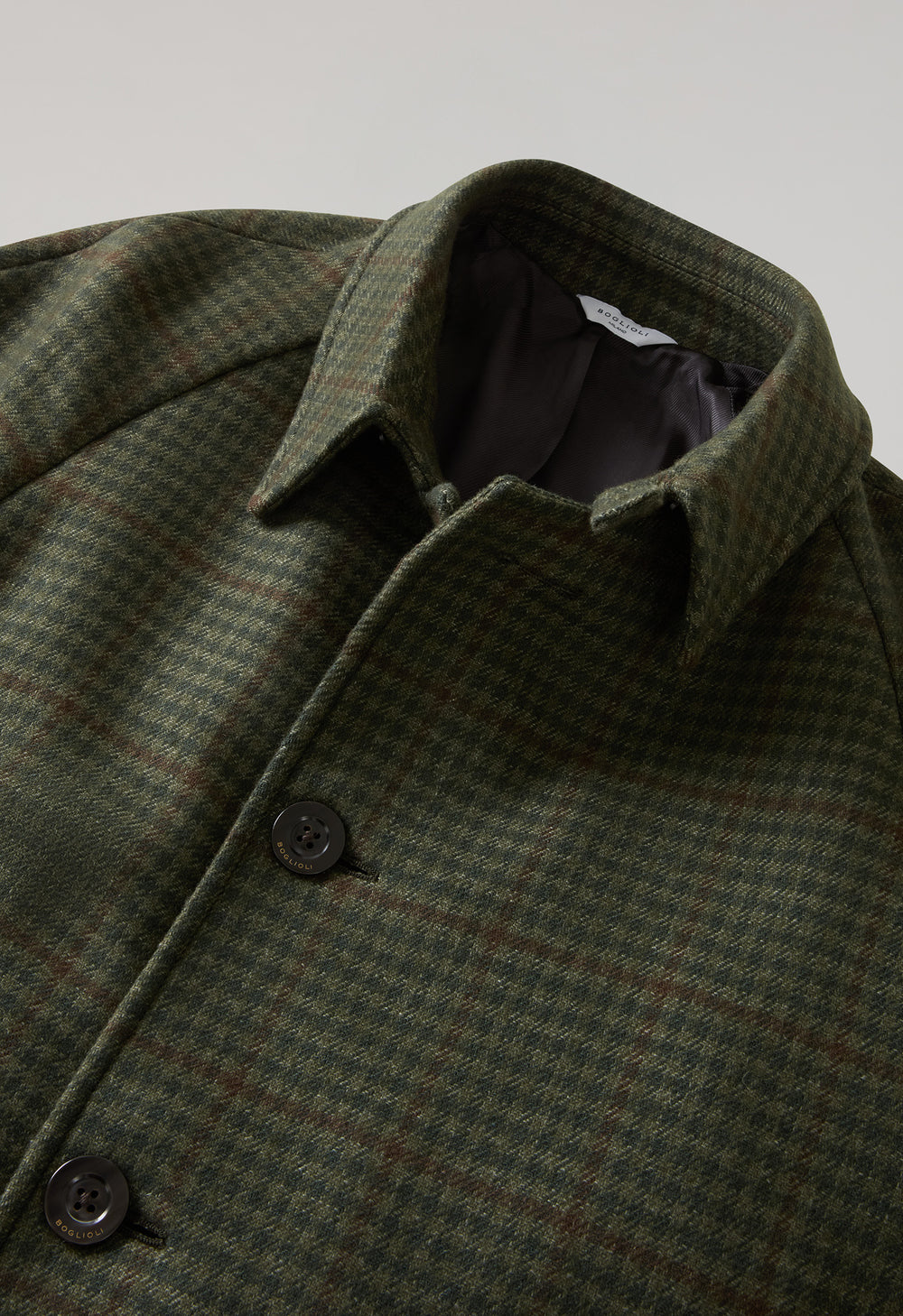 Green Wool Vichy Raglan Coat