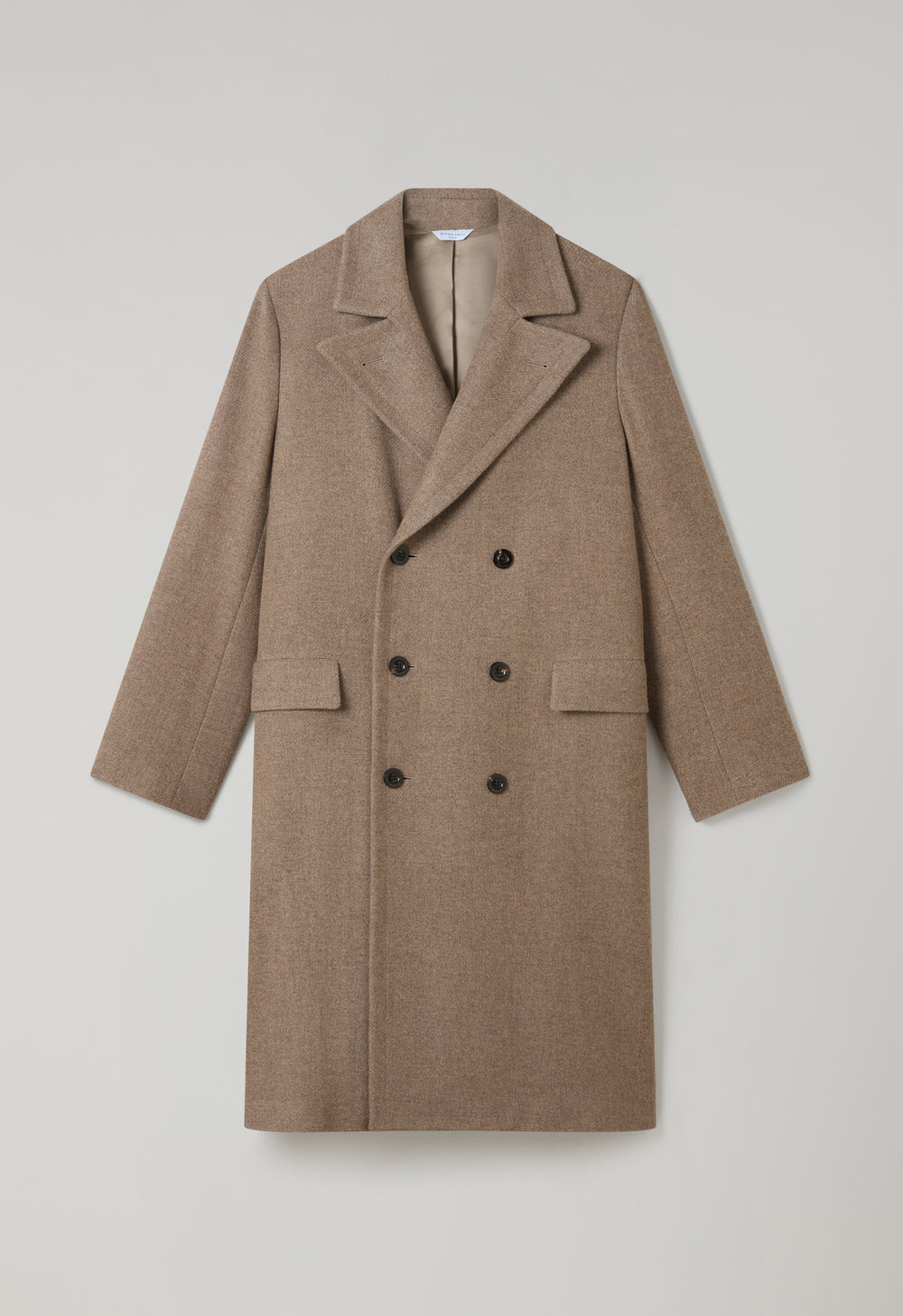 Beige Wool Cashmere double-breasted Polo Coat with martingale