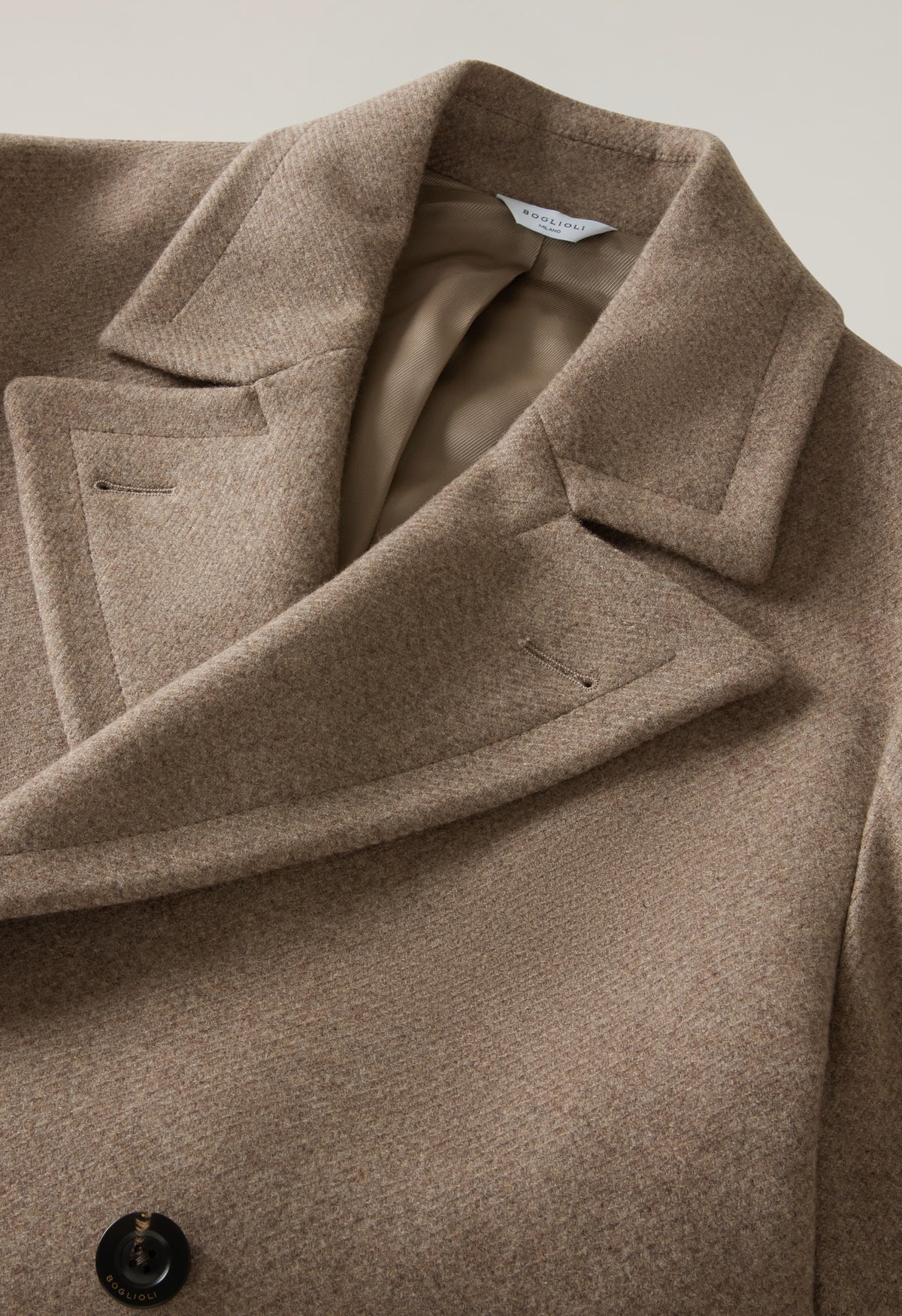 Beige Wool Cashmere double-breasted Polo Coat with martingale