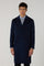 Cappotto doppiopetto in cashmere tinto in capo blu