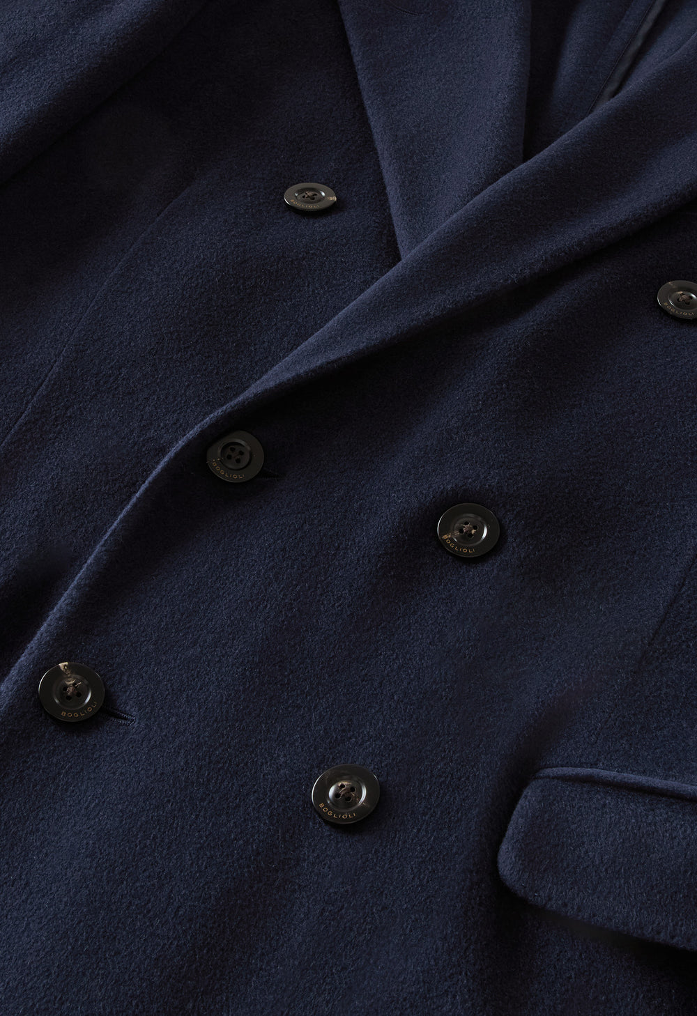 Cappotto doppiopetto in cashmere tinto in capo blu