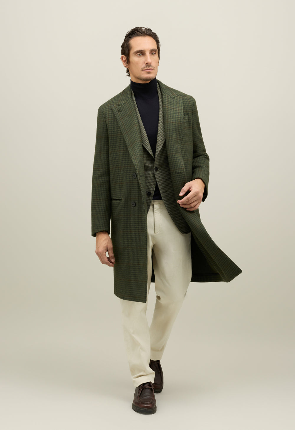 Green Wool Vichy double-breasted K-Coat
