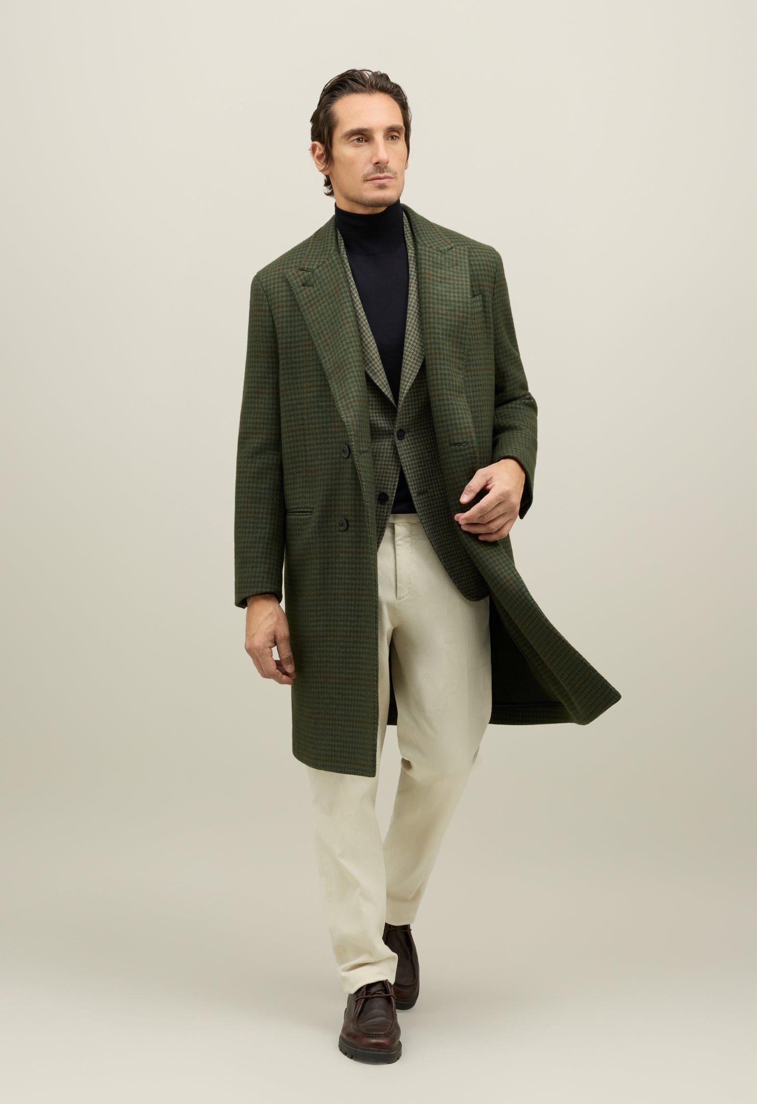 Green Wool Vichy double-breasted K-Coat