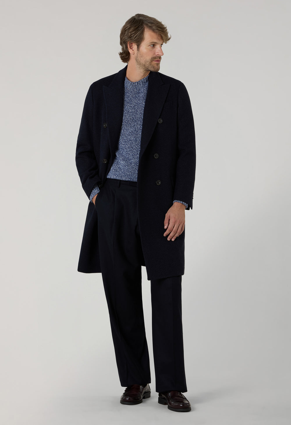 Blue Wool Cashmere double-breasted Coat