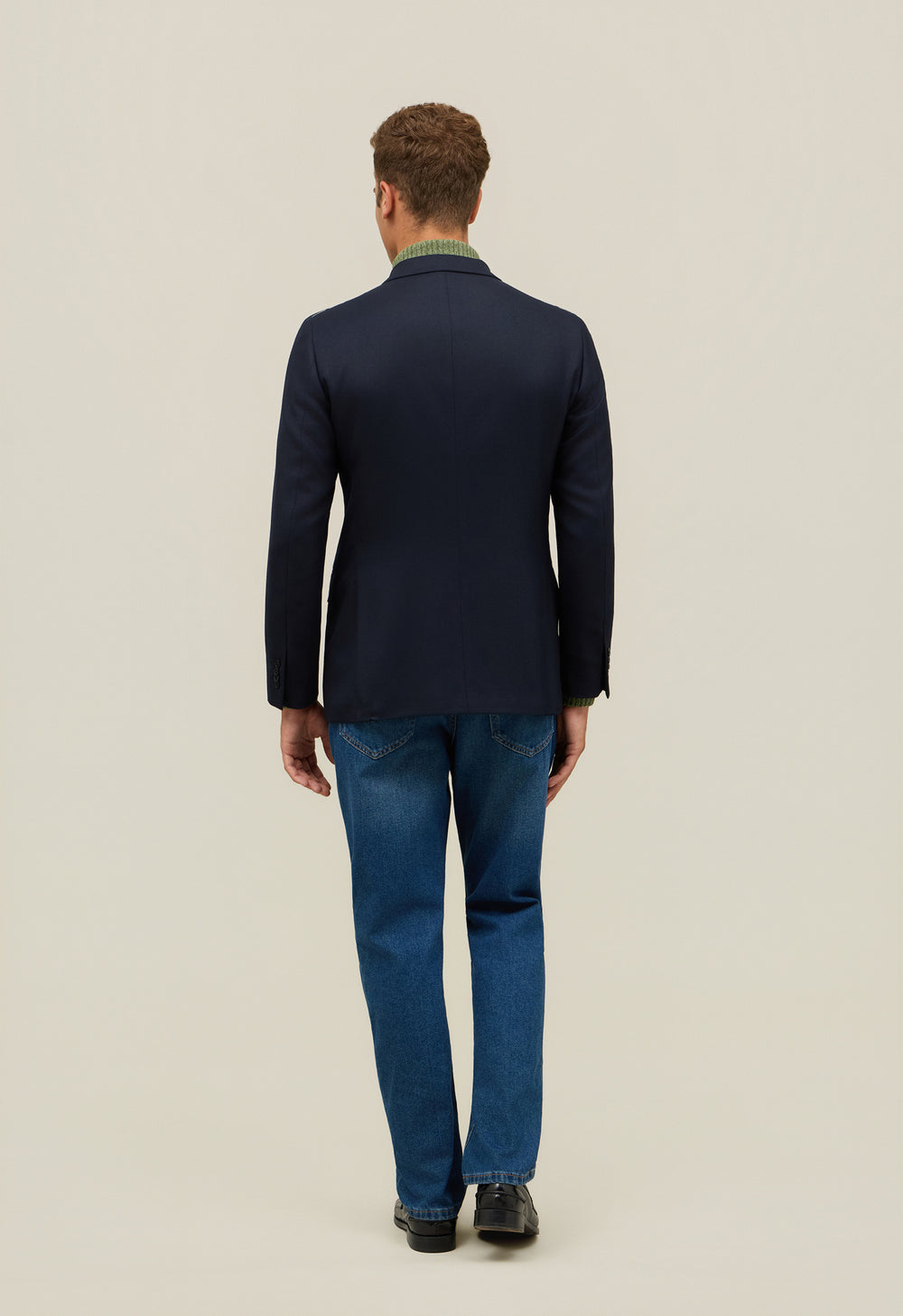 Blue Wool Hopsack double-breasted B-Line Jacket 