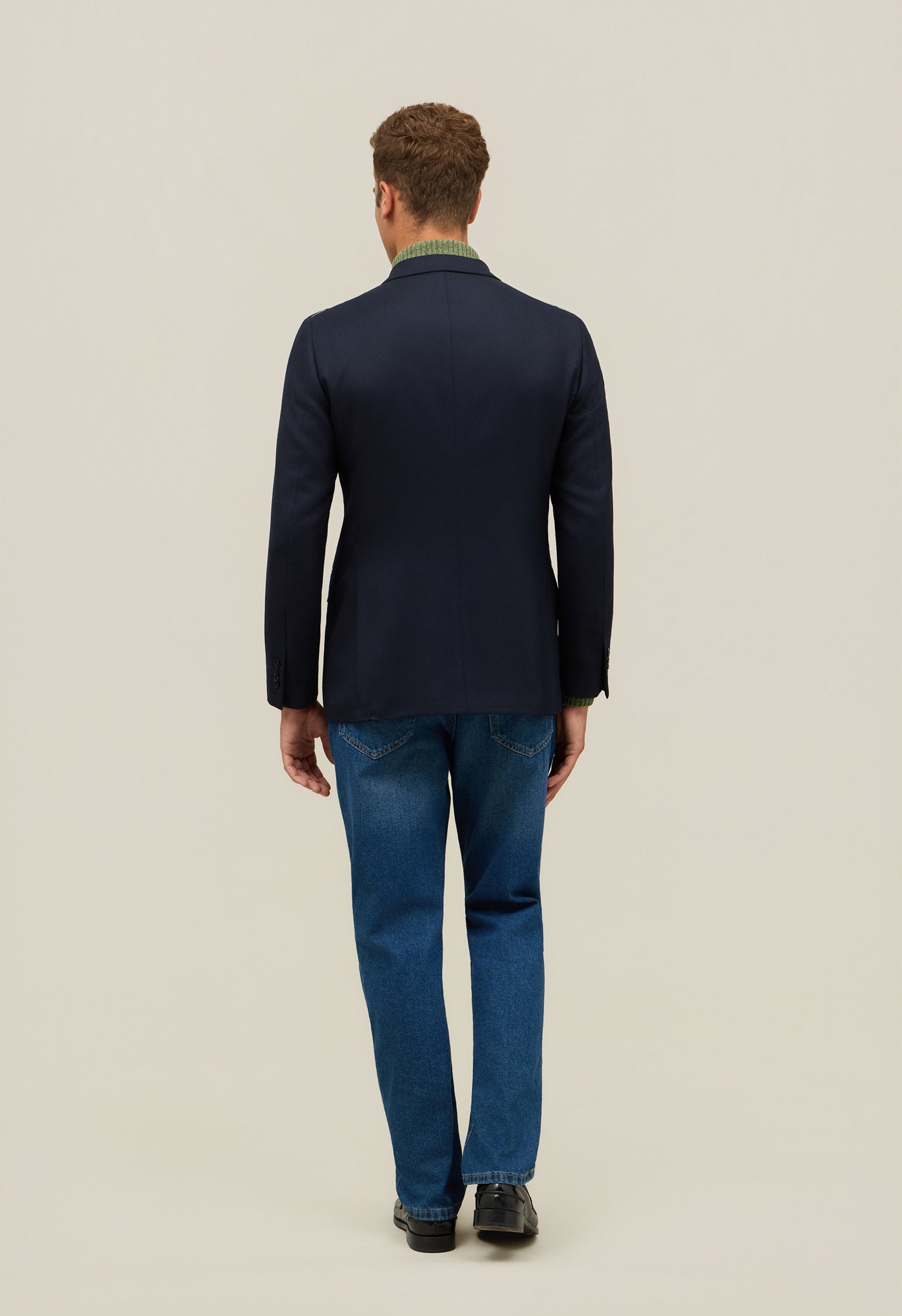 Blue Wool Hopsack double-breasted B-Line Jacket 