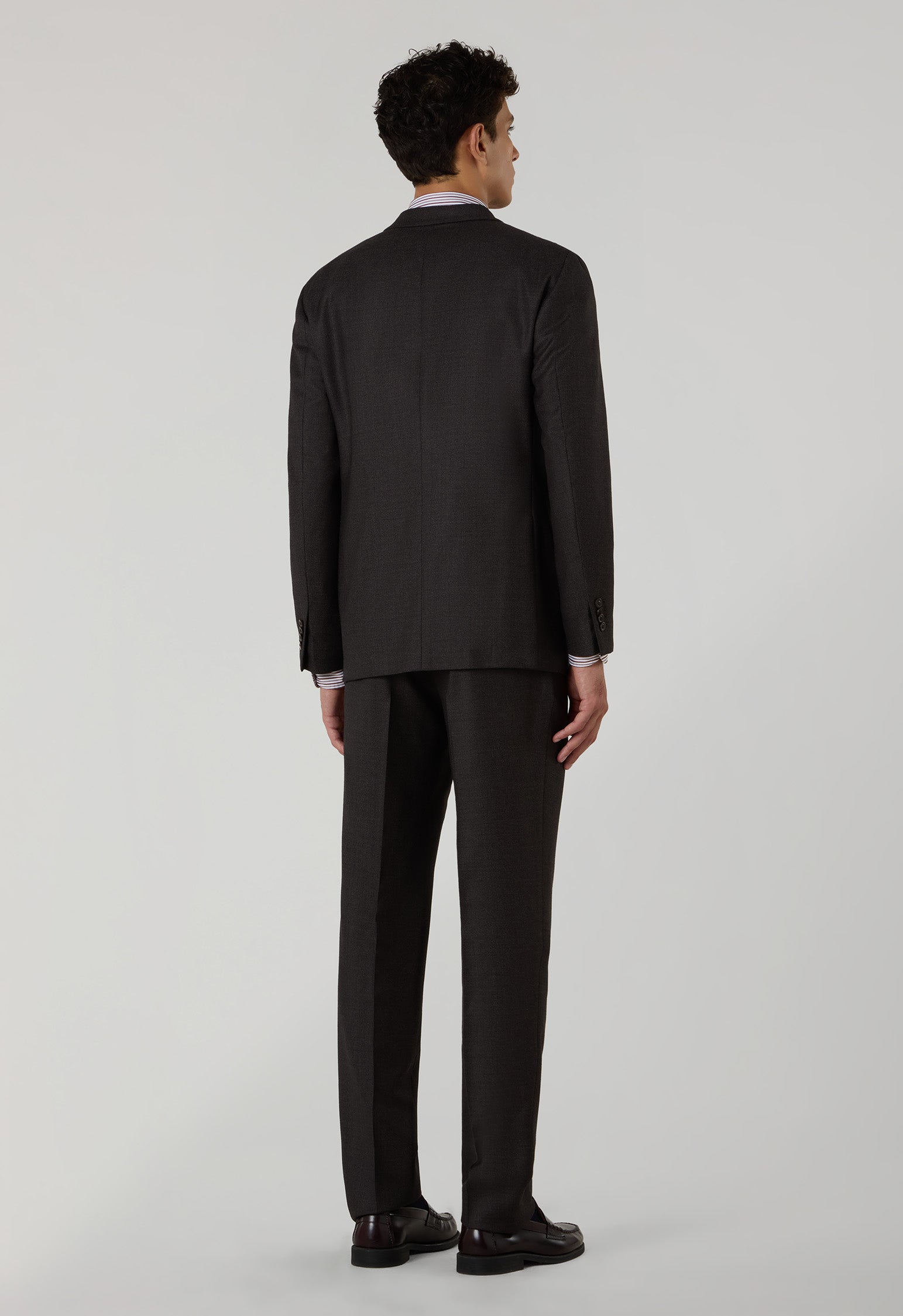 Brown Bird's Eye Wool B-Line Suit