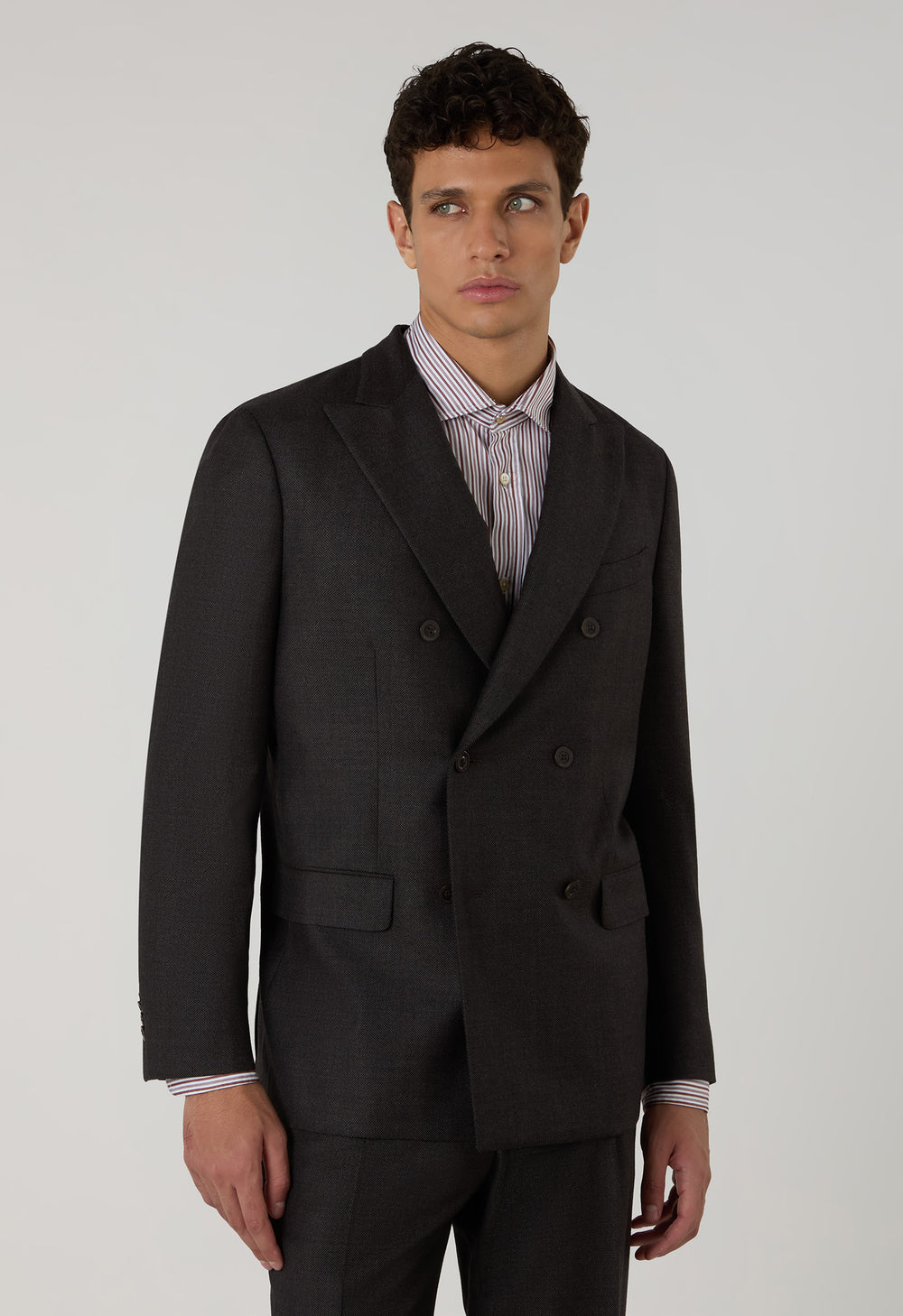 Brown Bird's Eye Wool B-Line Suit
