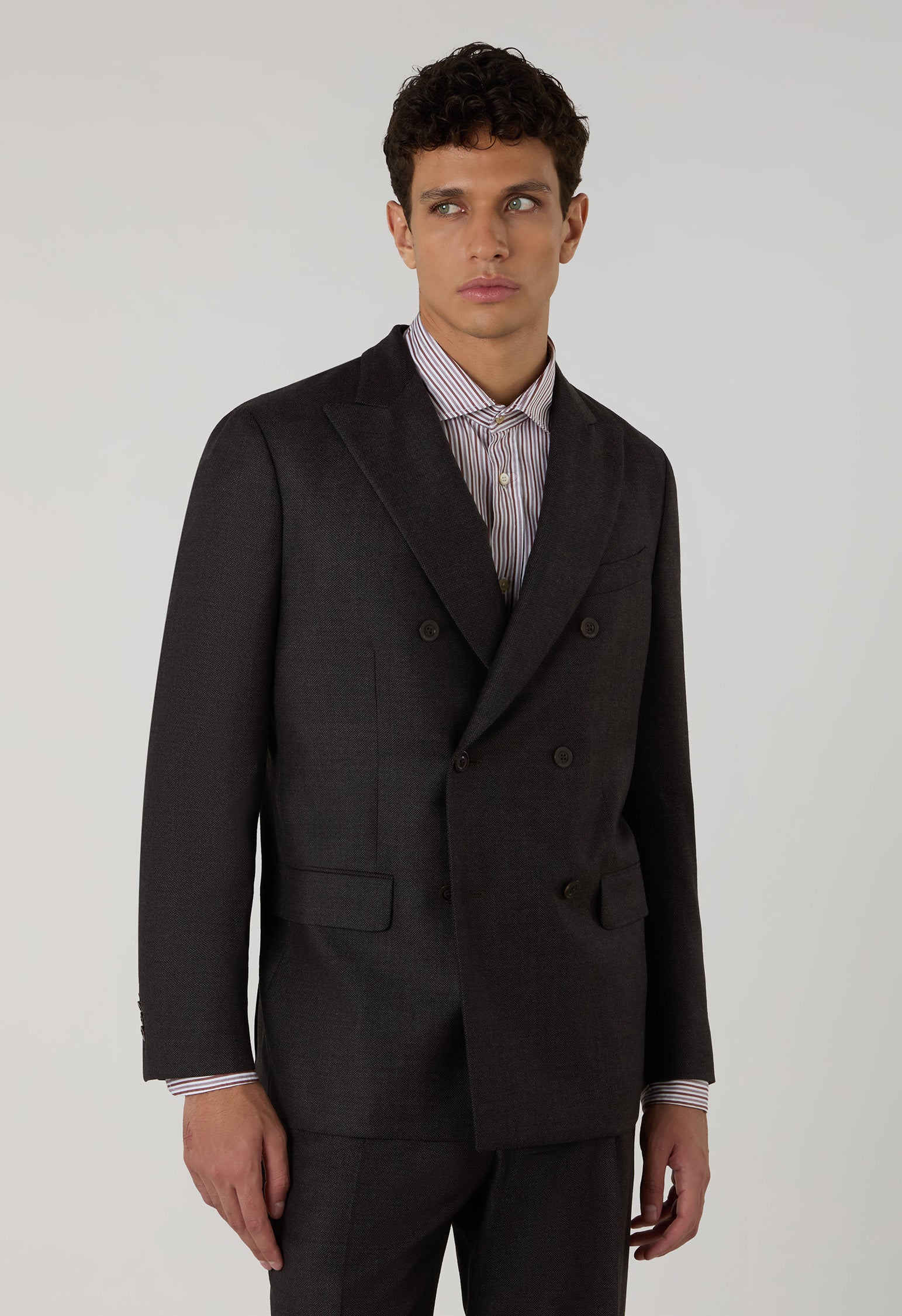 Brown Bird's Eye Wool B-Line Suit