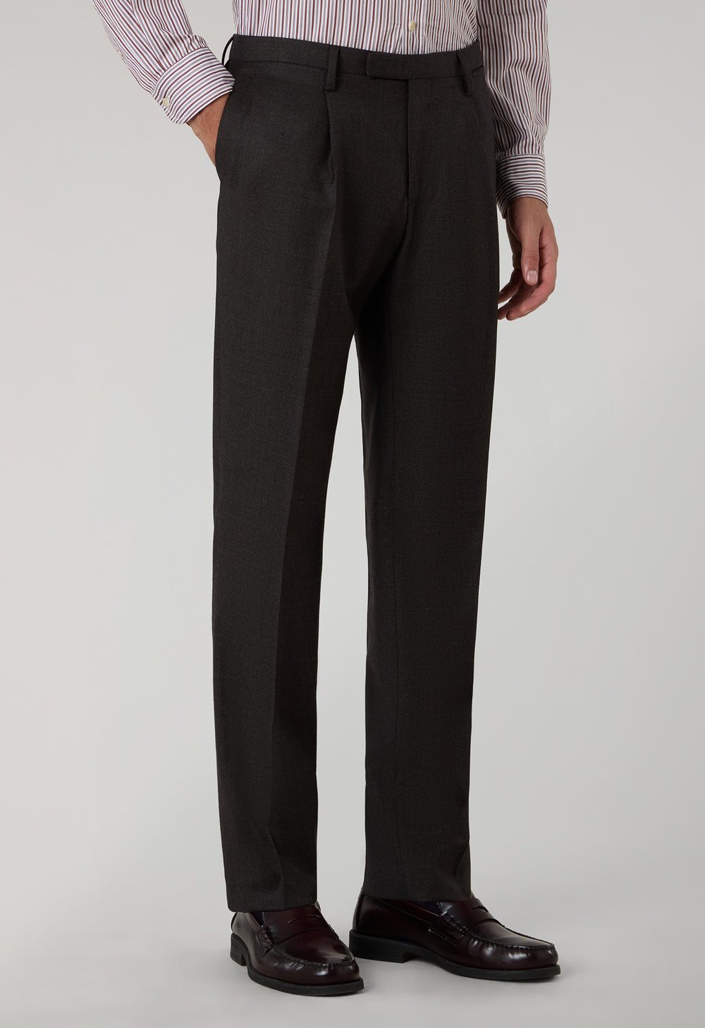 Brown Bird's Eye Wool B-Line Suit