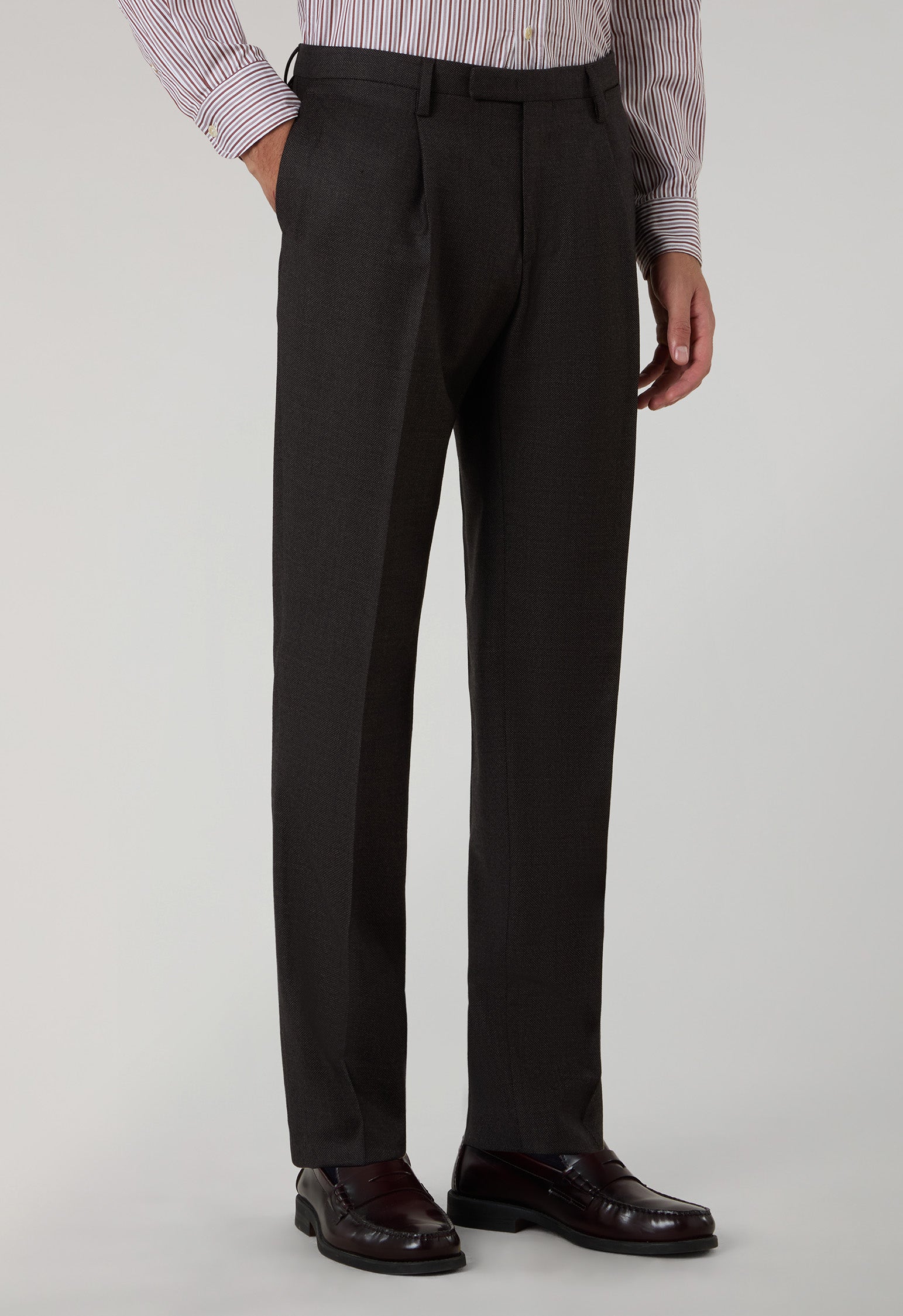 Brown Bird's Eye Wool B-Line Suit