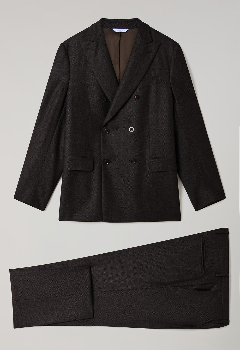 Brown Bird's Eye Wool B-Line Suit
