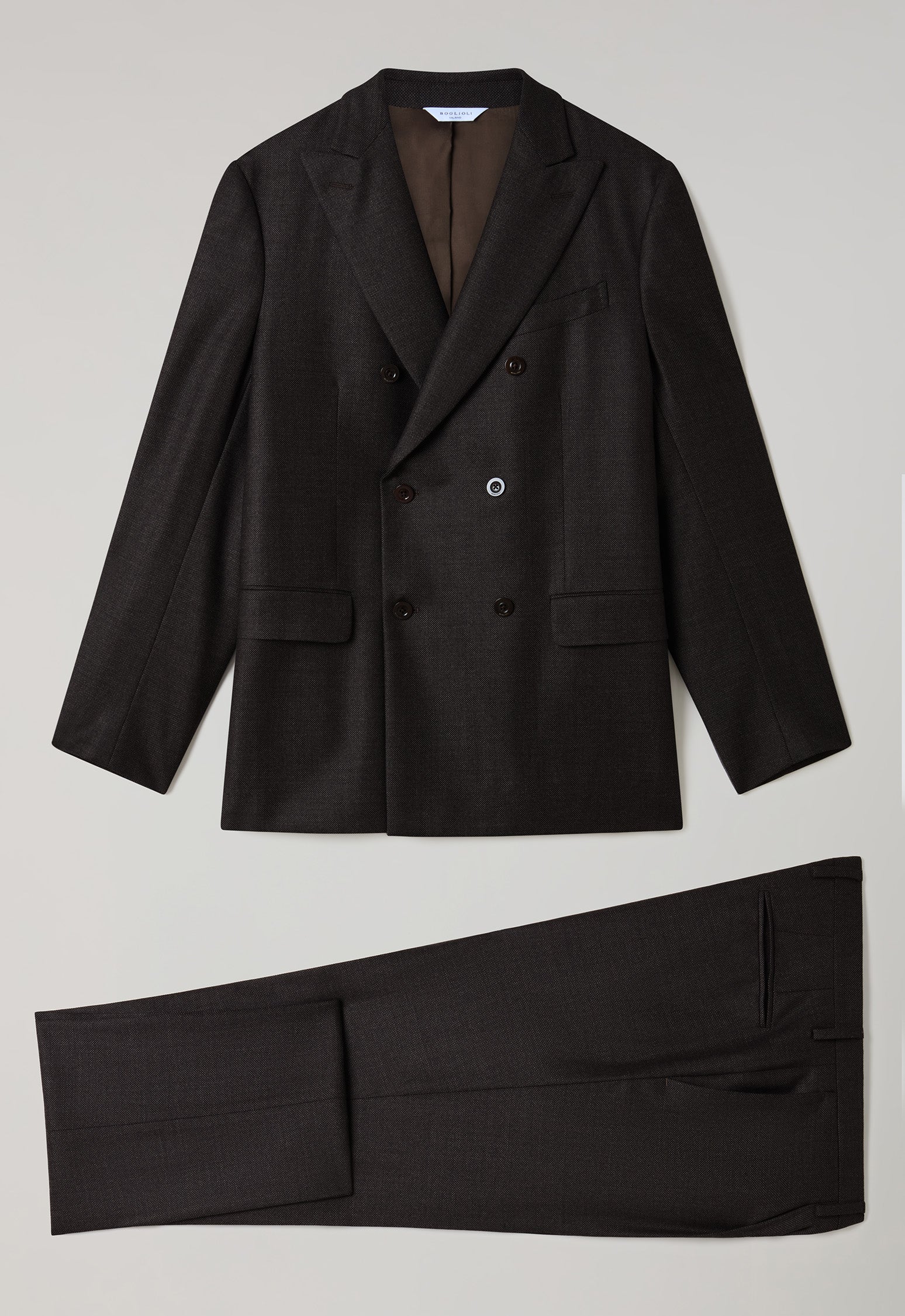 Brown Bird's Eye Wool B-Line Suit