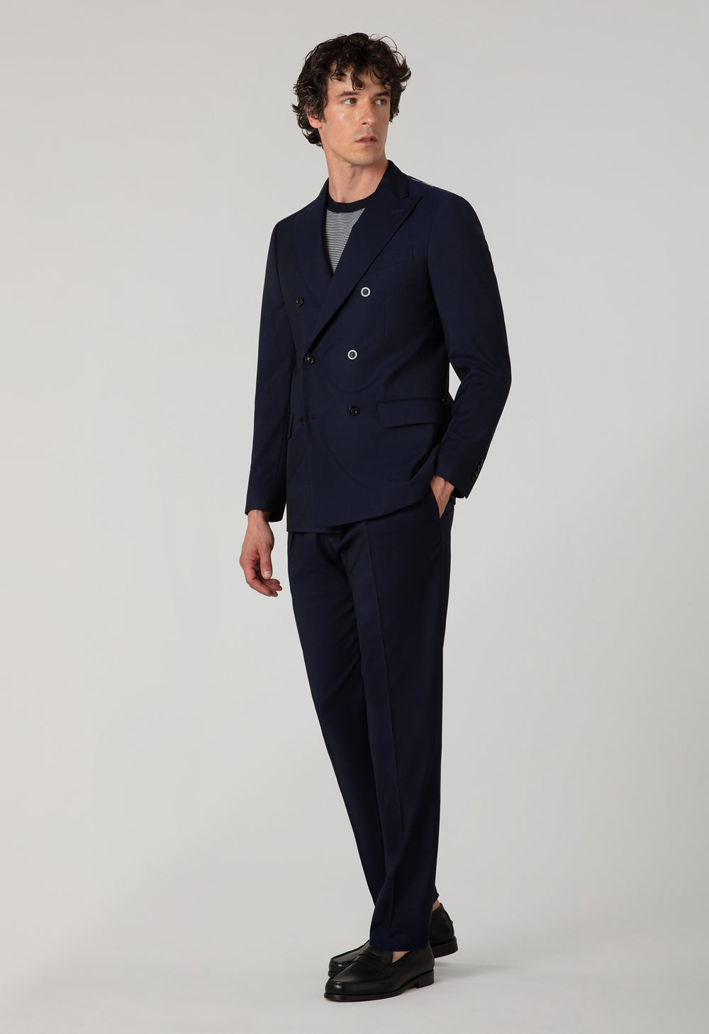 Bleuer Anzug B-Line aus Woll-Canvas