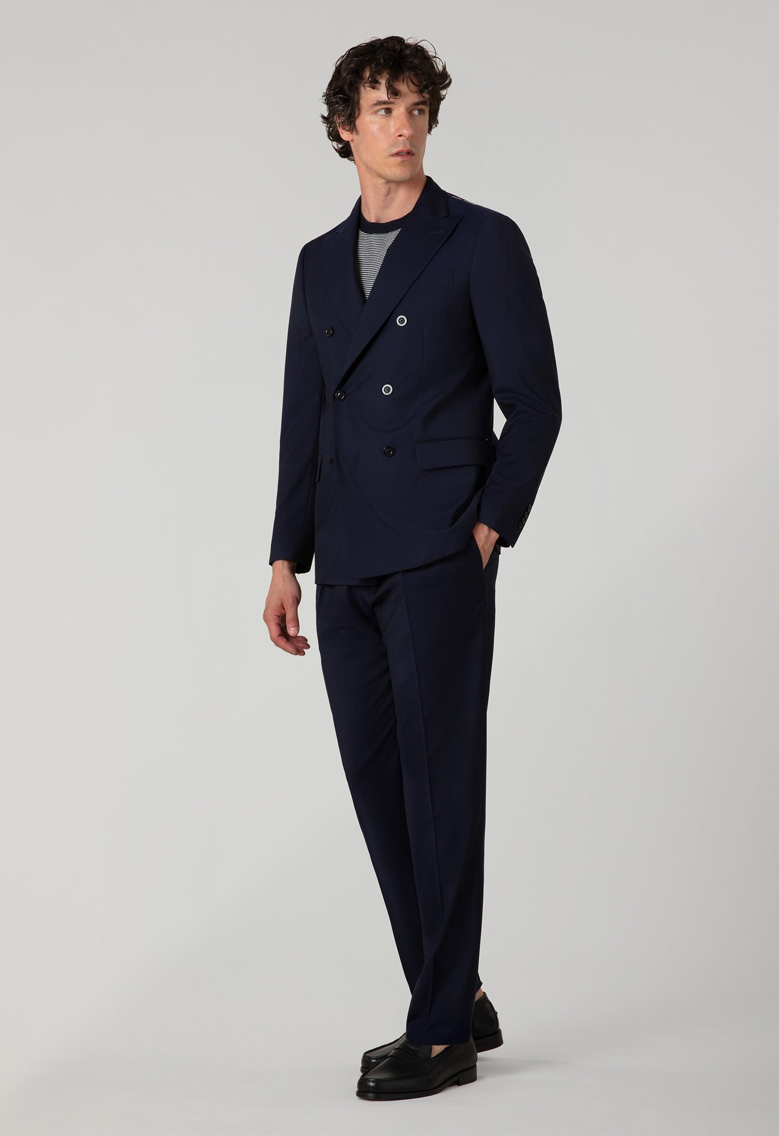 Bleuer Anzug B-Line aus Woll-Canvas