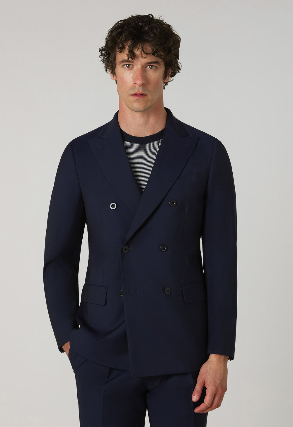 Bleuer Anzug B-Line aus Woll-Canvas