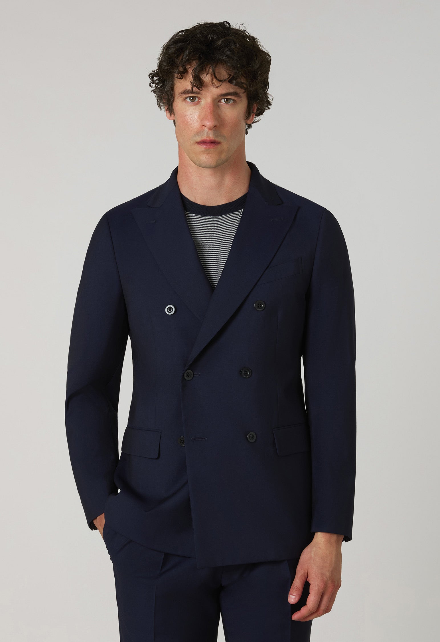 Bleuer Anzug B-Line aus Woll-Canvas