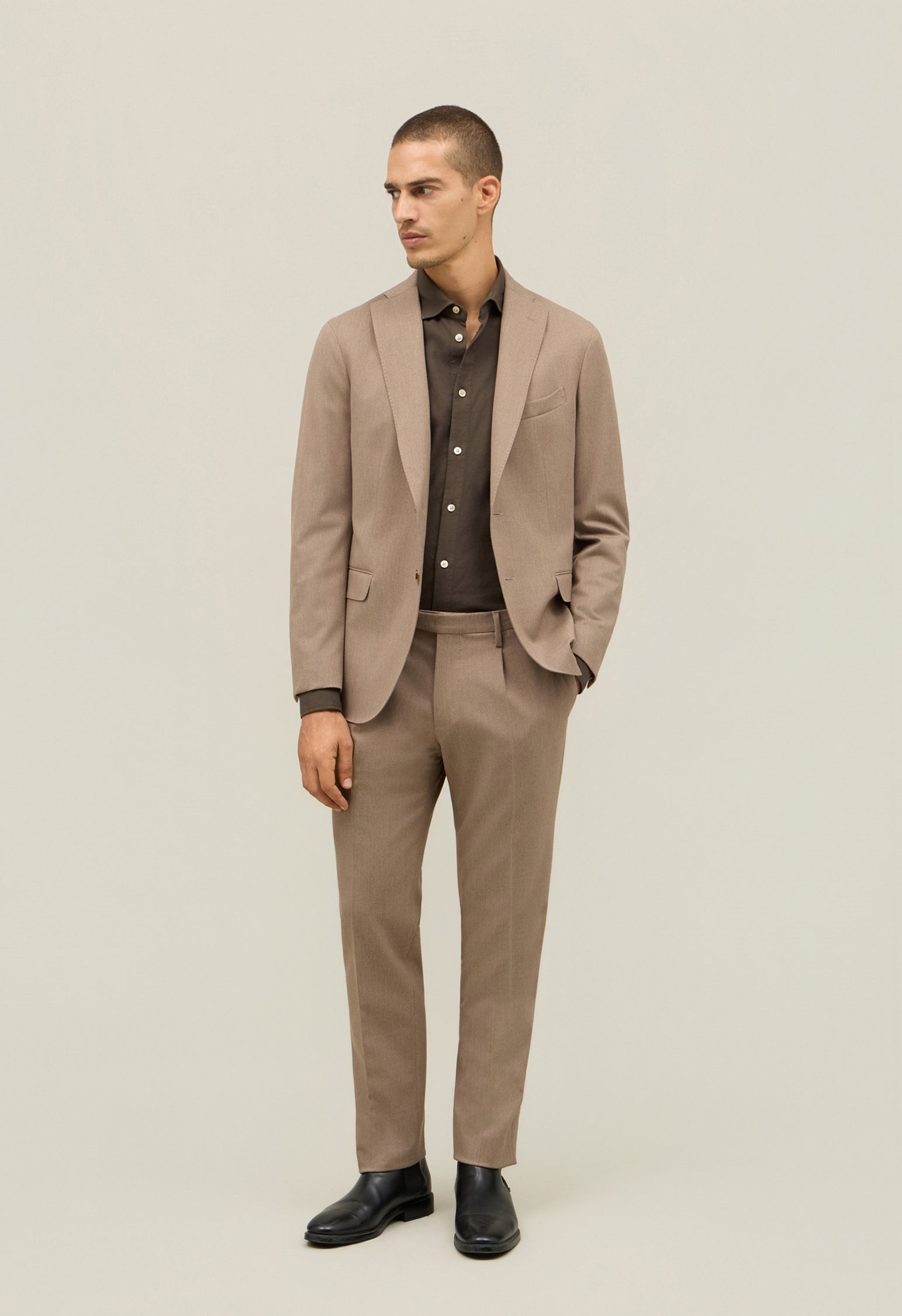 Beige Stretch Wool K-Suit