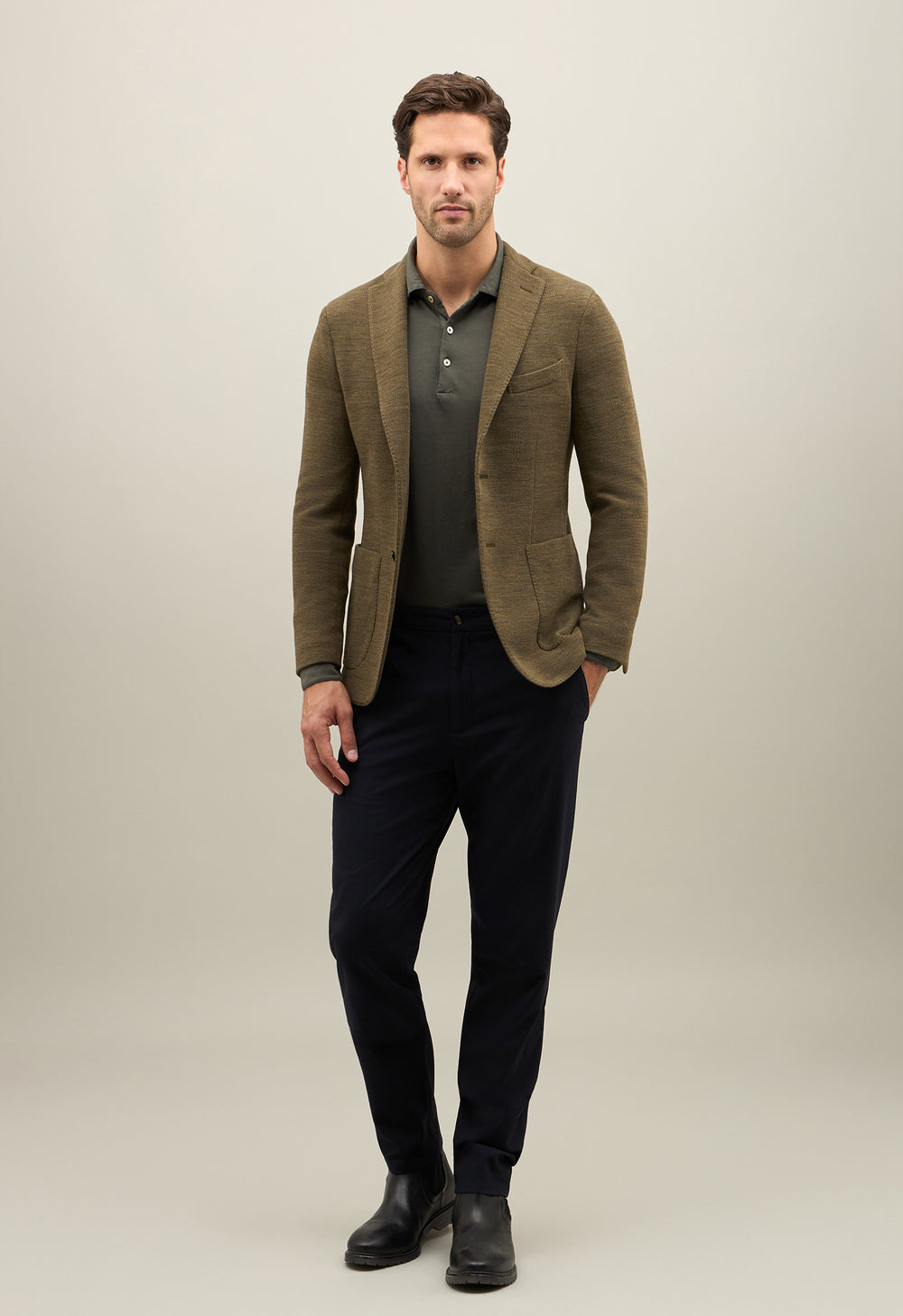 Khaki Knitted Jersey K-Jacket