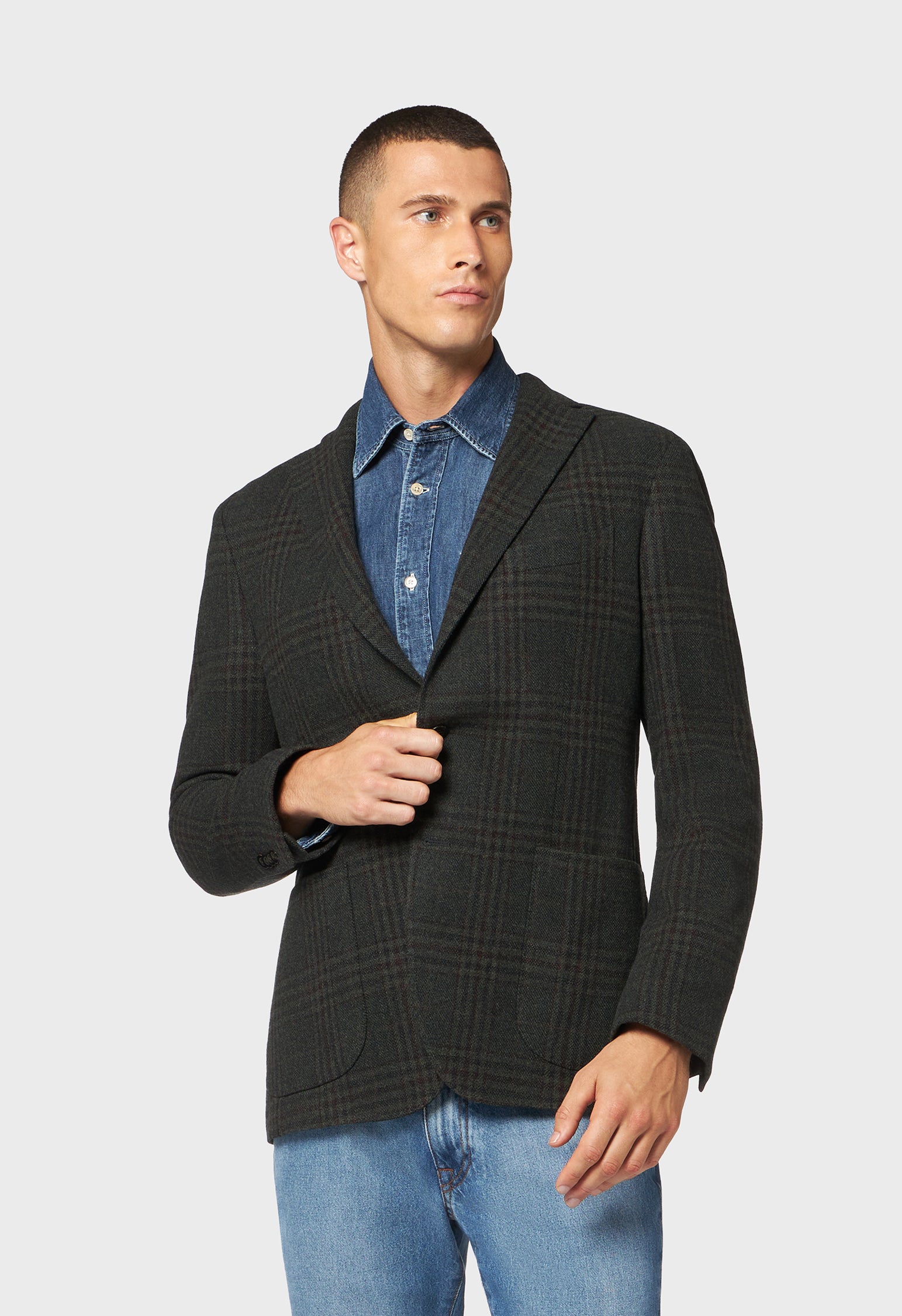 Grünes K-Jacket aus Schurwolle und Kaschmir