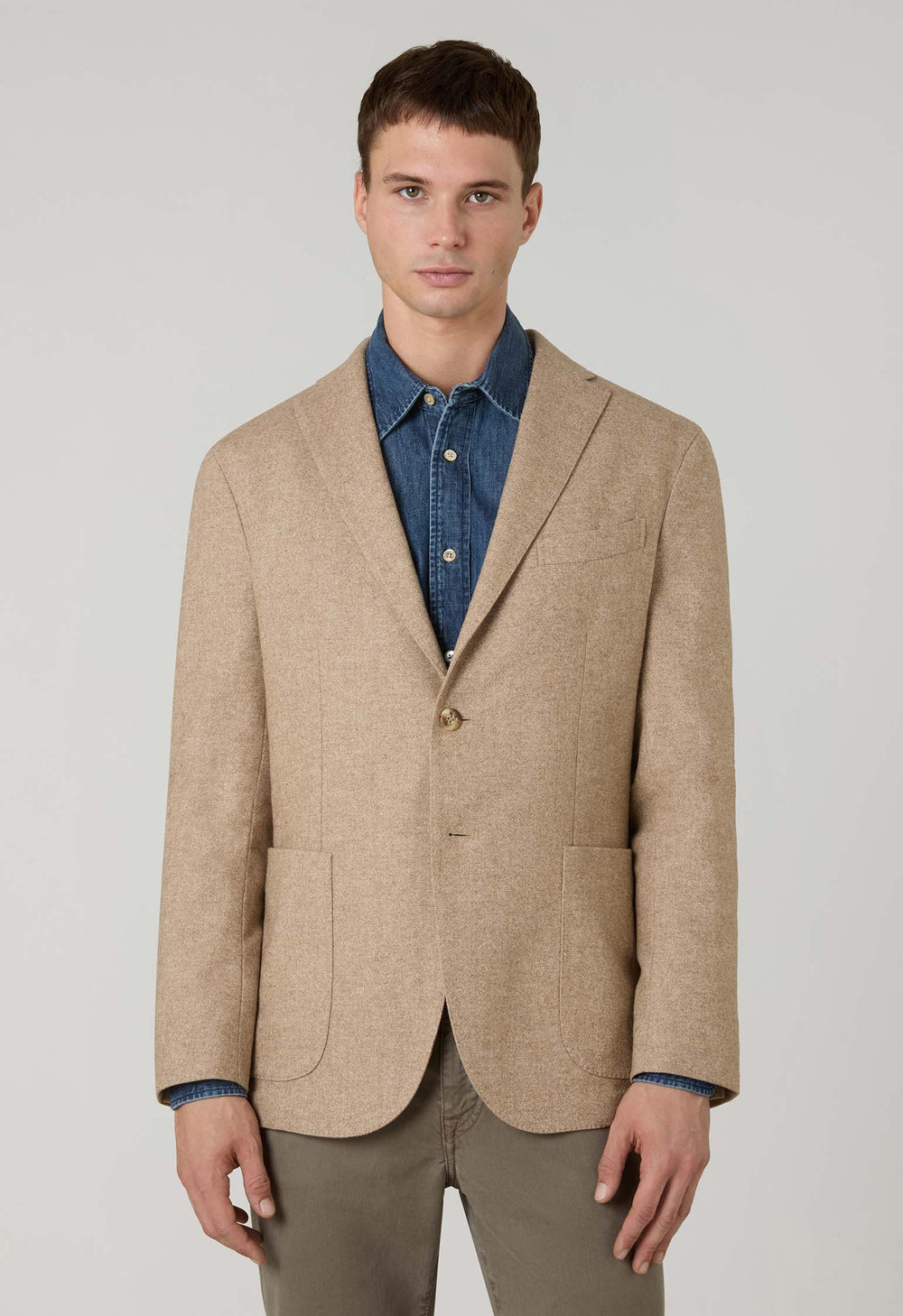 Beige blended Wool Silk K-Jacket